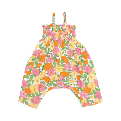 Smocked Romper- Botanical Retro Floral