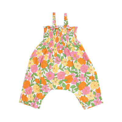 Smocked Romper- Botanical Retro Floral