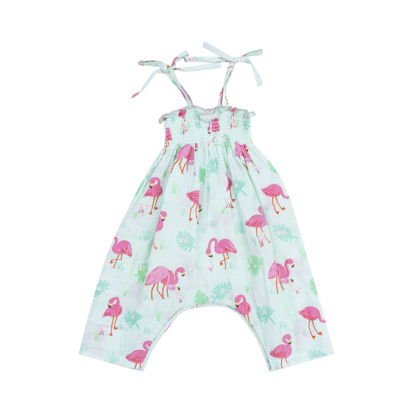 Smocked Romper - Flamingos