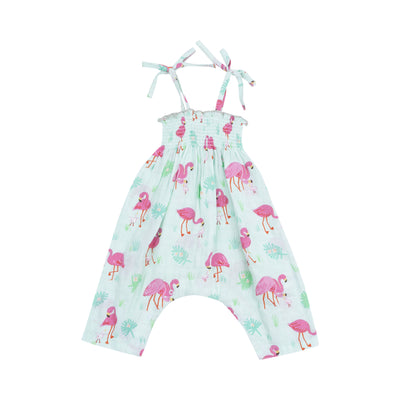 Smocked Romper - Flamingos