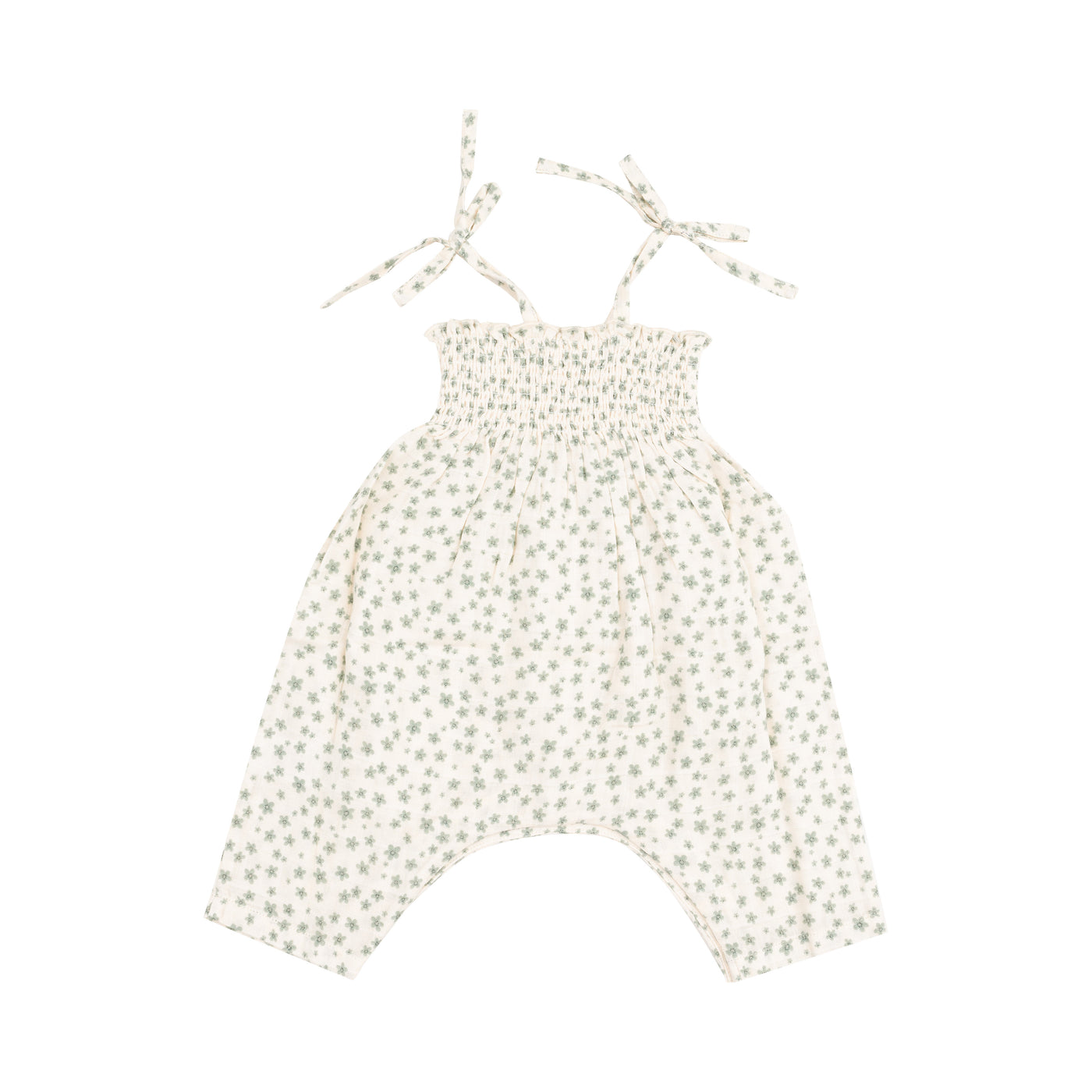 Smocked Romper -Jadeite Simple Floral