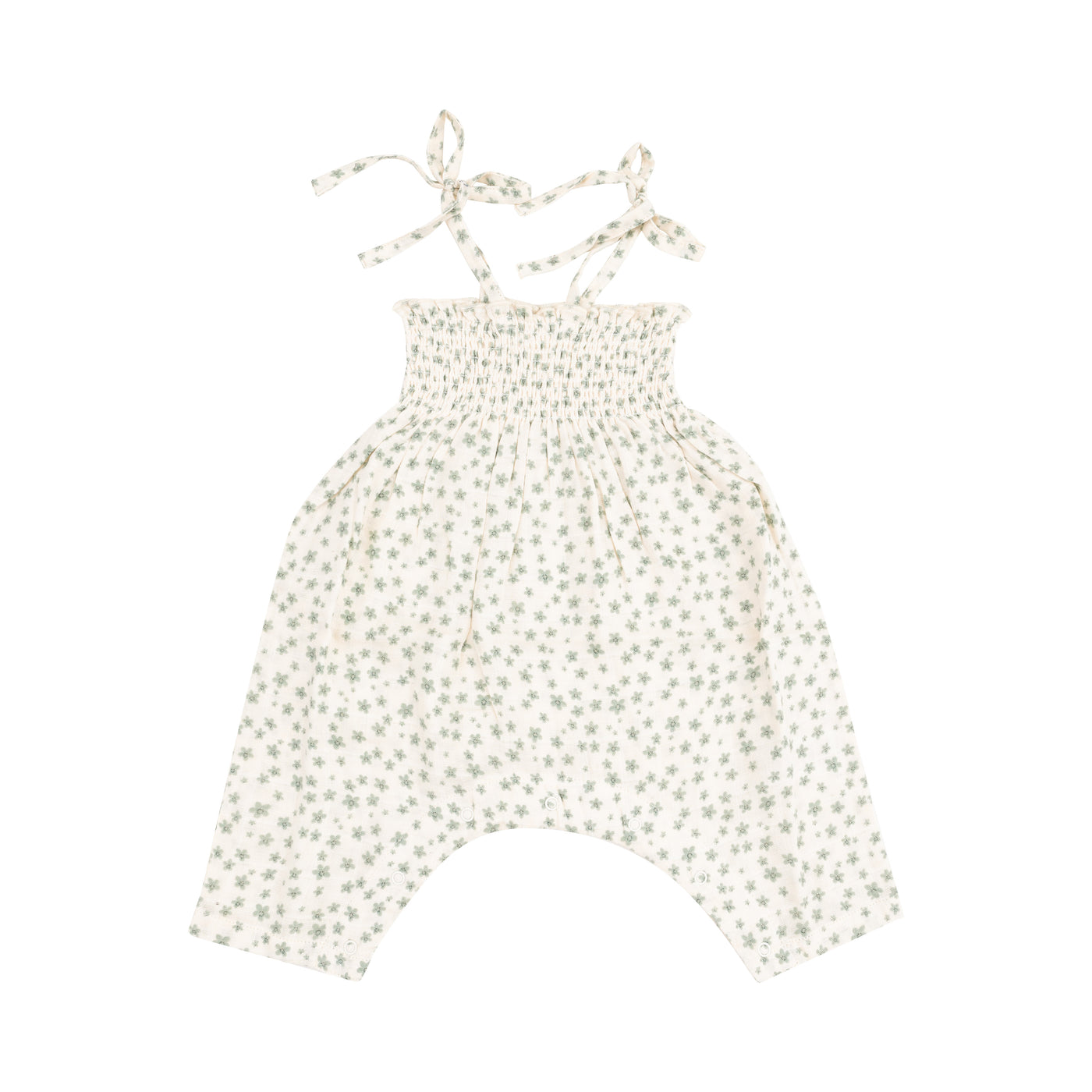 Smocked Romper -Jadeite Simple Floral