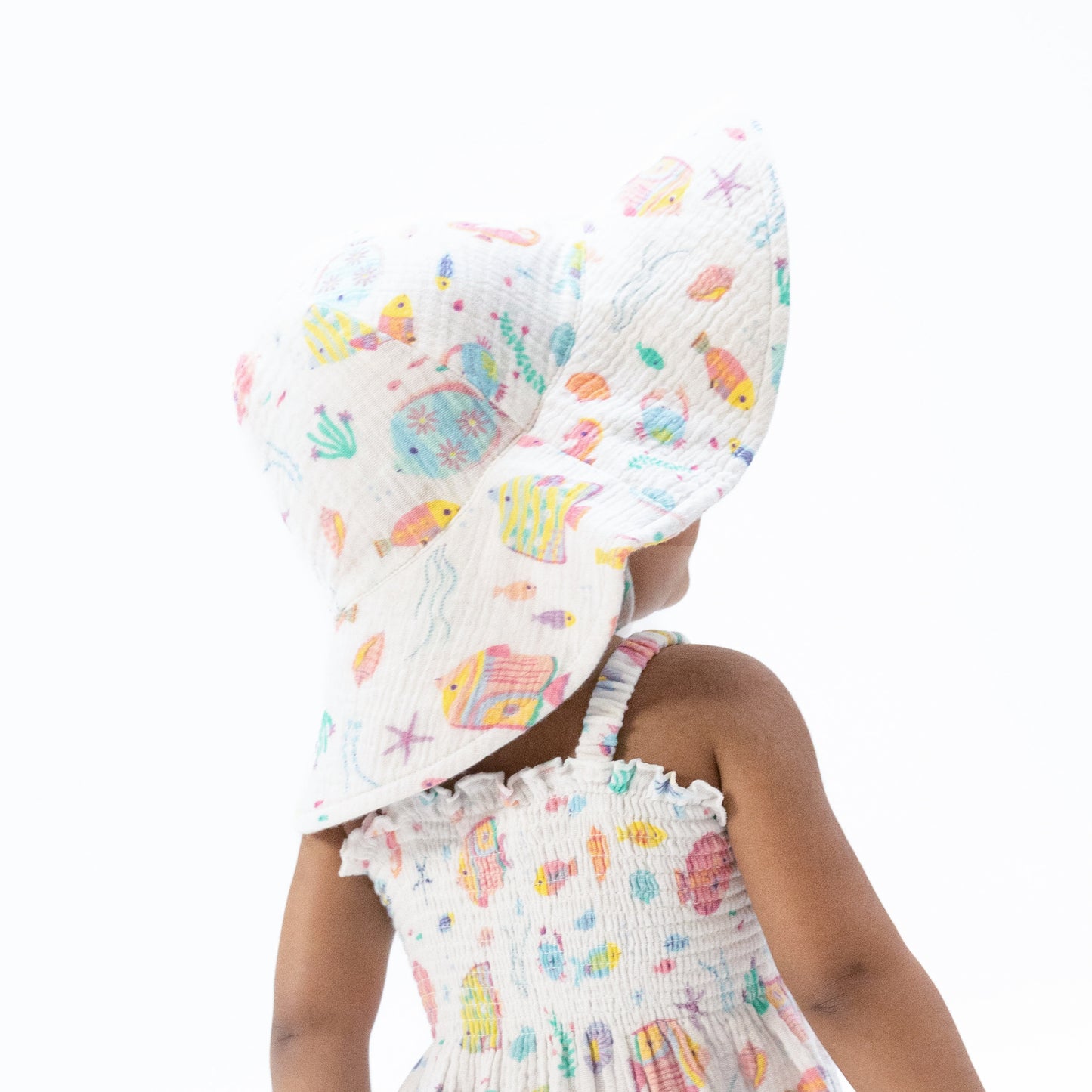 Sunny Coral Reef Fish - Wide Brim Sun Hat-Angel Dear