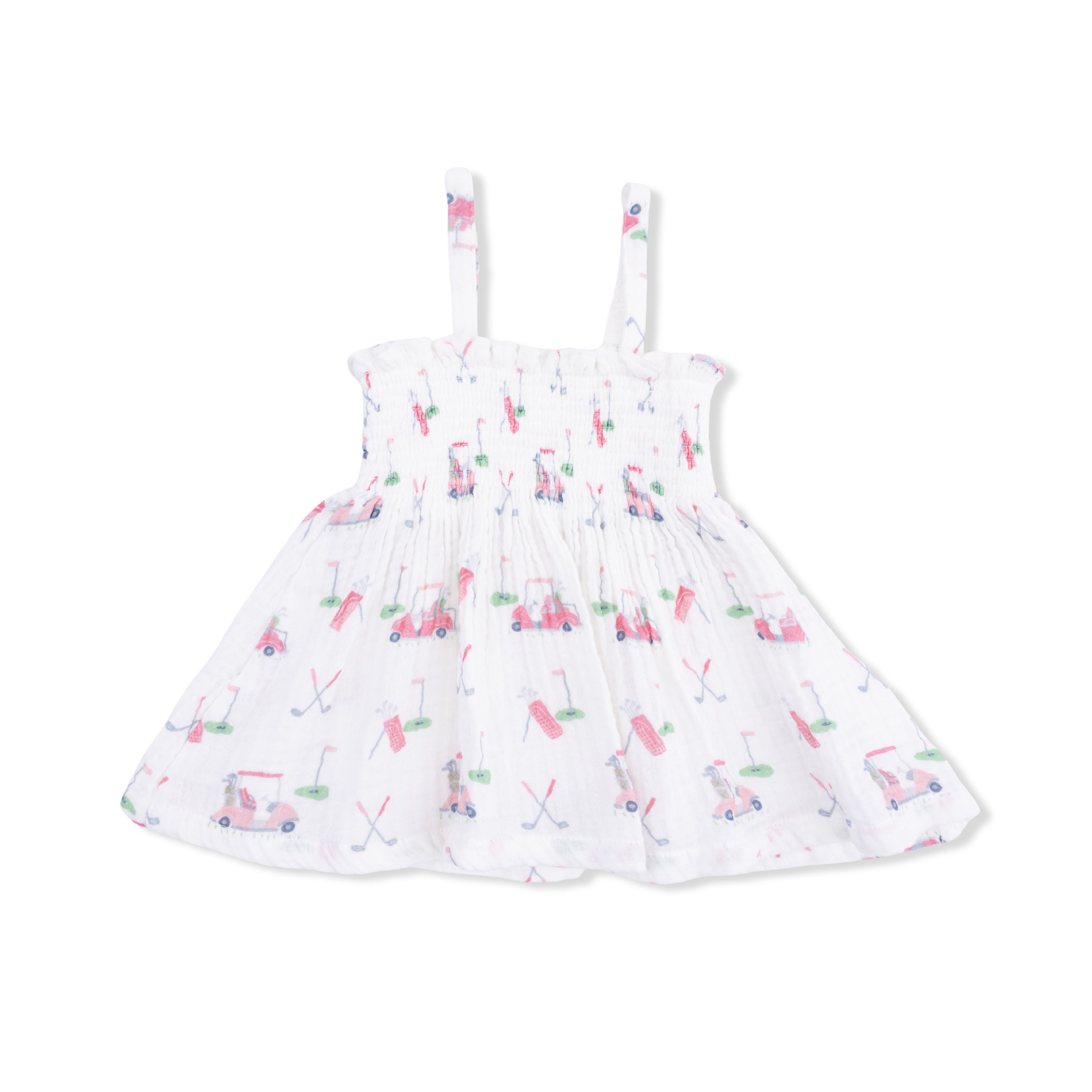 Baby Golf Carts Pink - Smocked Top with Bloomer-Angel Dear