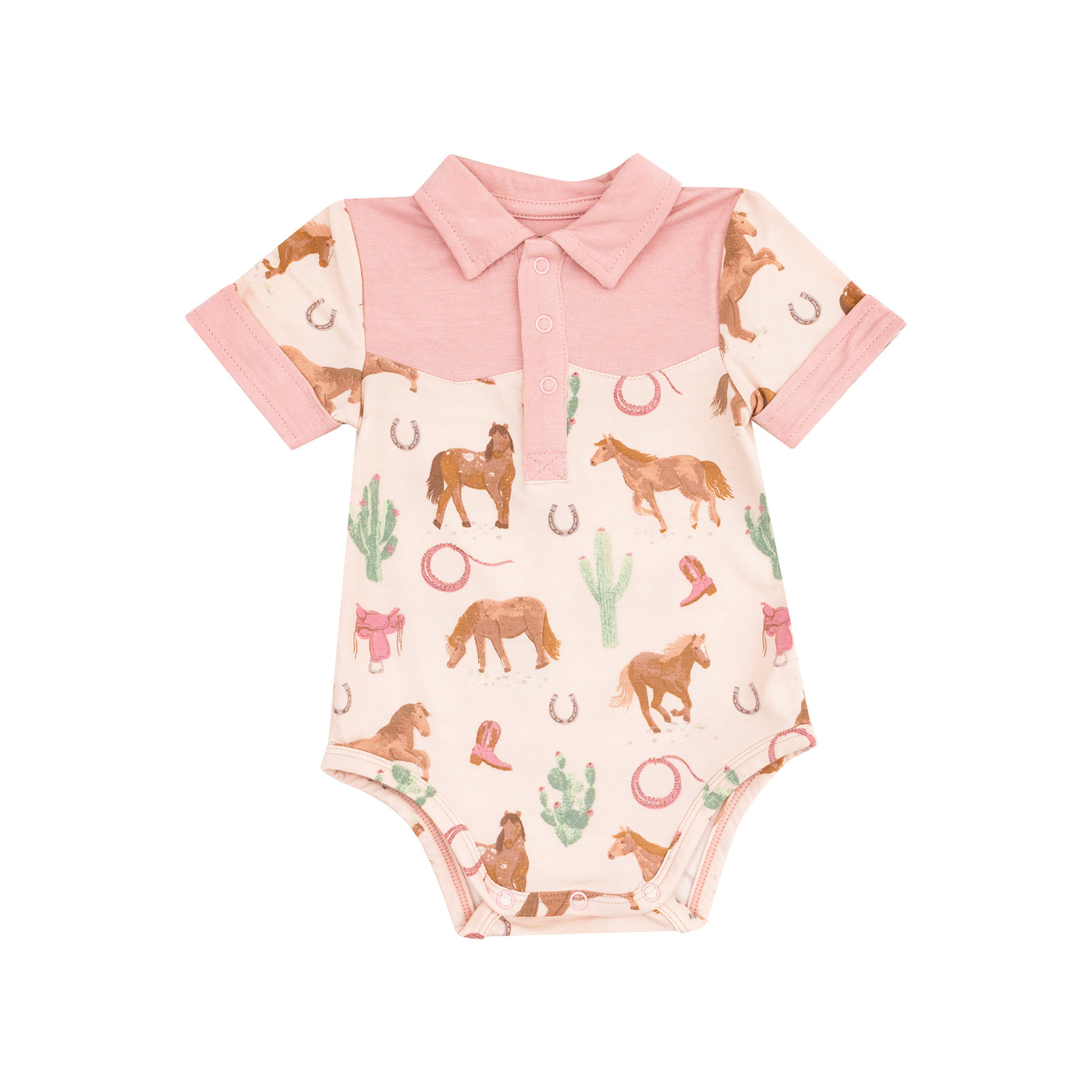 Bodysuit - Western Horses Pink