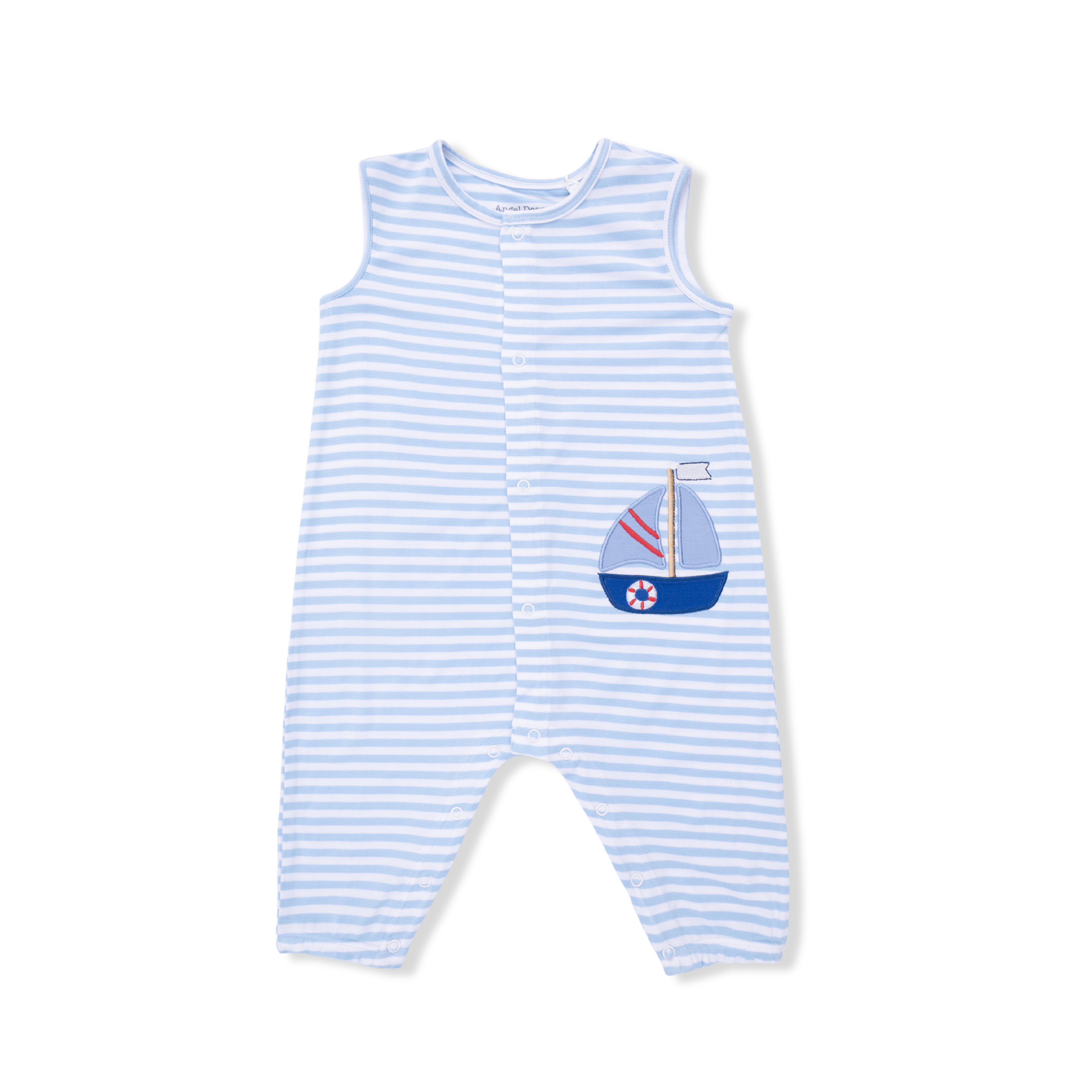 Bubbly Sailboat Stripe - Sleeveless Romper-Angel Dear