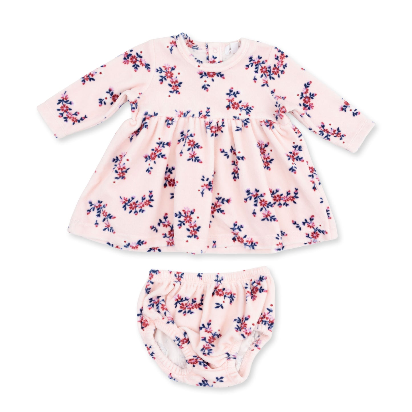 Nora Floral Velour - Long Sleeve Empire Waist Dress and Bloomer