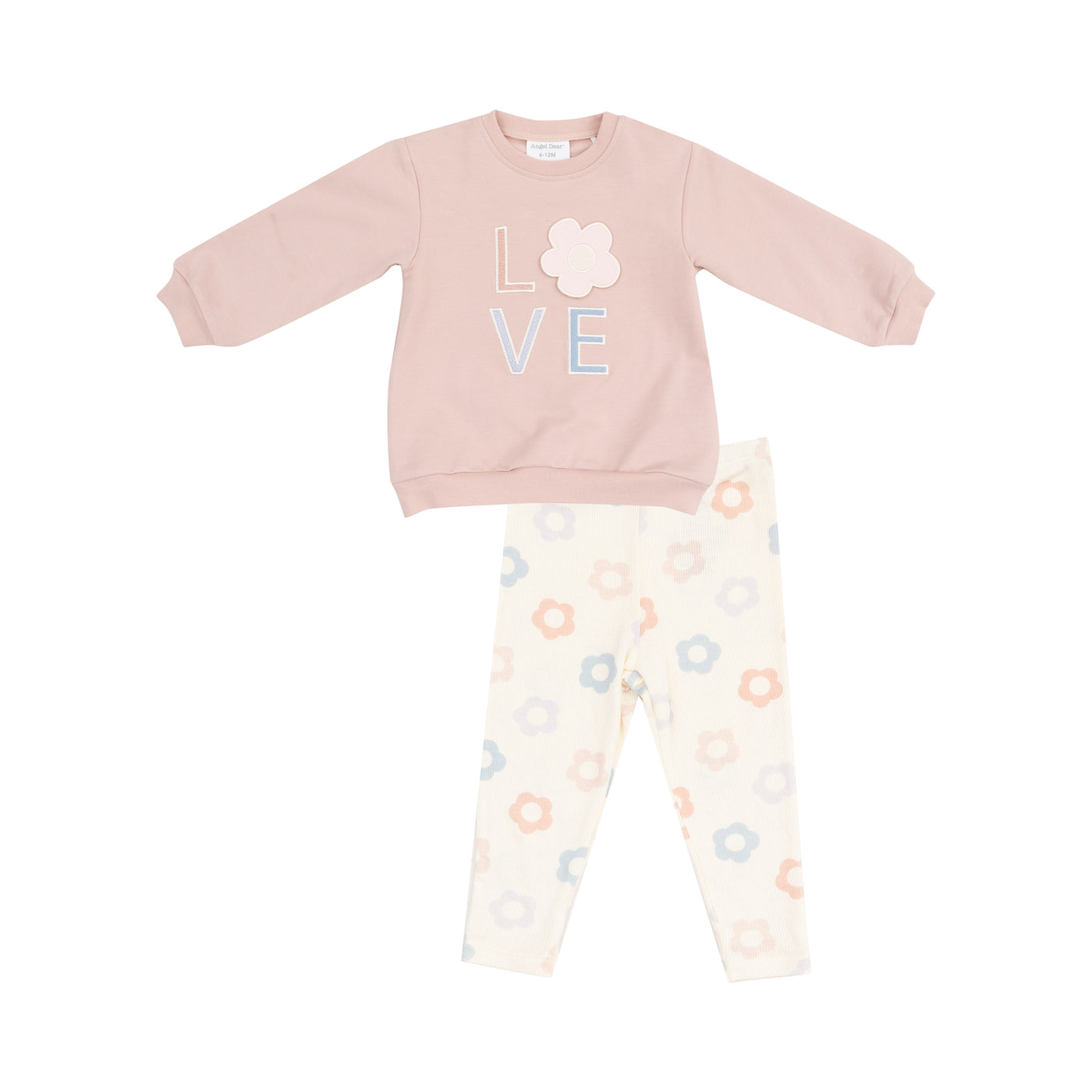 French Terry Oversize  Applique Sweatshirt + Leggings - Daisy Pop-Angel Dear