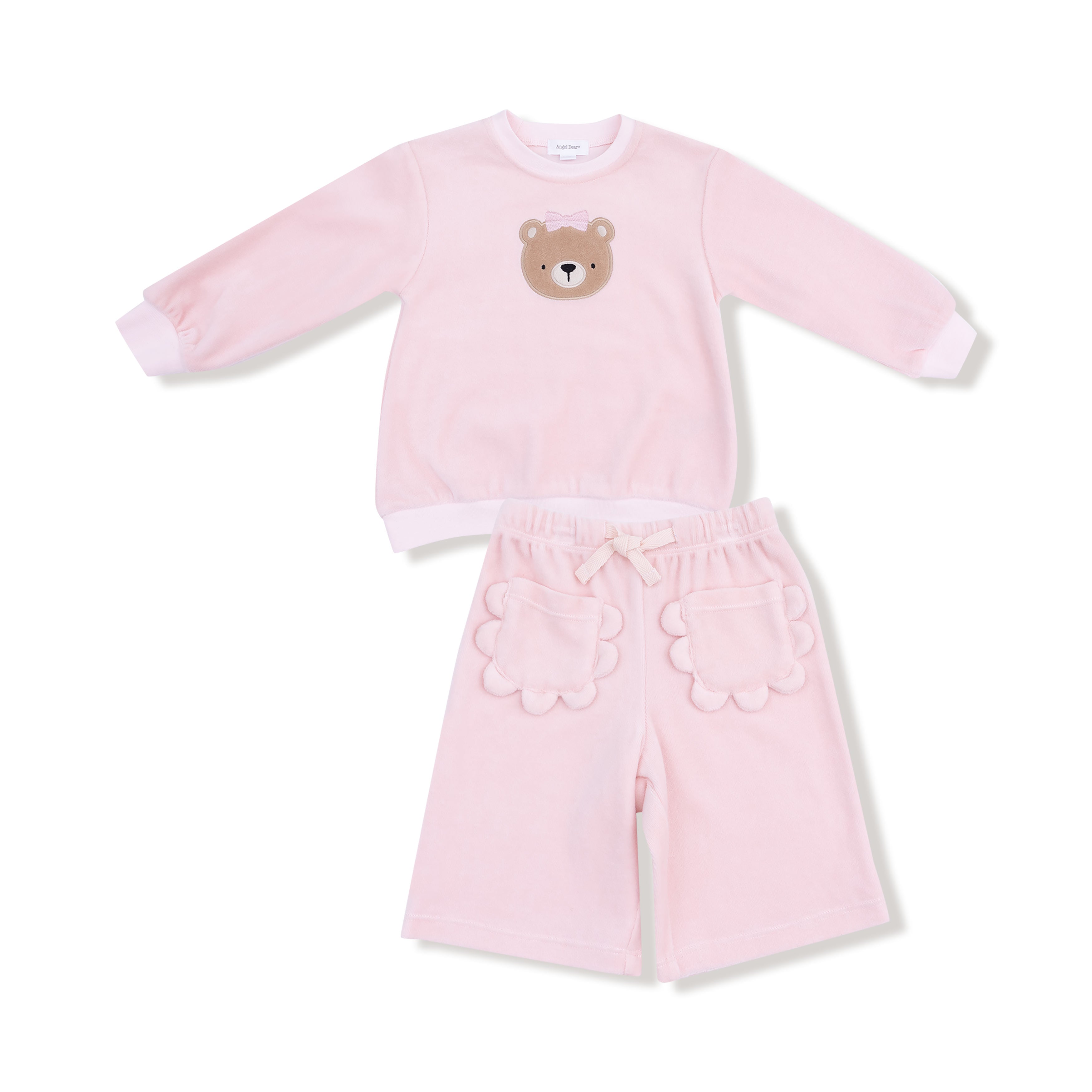 Oversized Shirt with Wide Leg Pant Set in our  Velour Teddy Bear print from Angel Dear