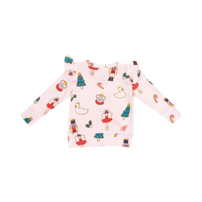 Ruffle Sweatshirt - Sugar Plum Fairy Christmas Cookie  Pink