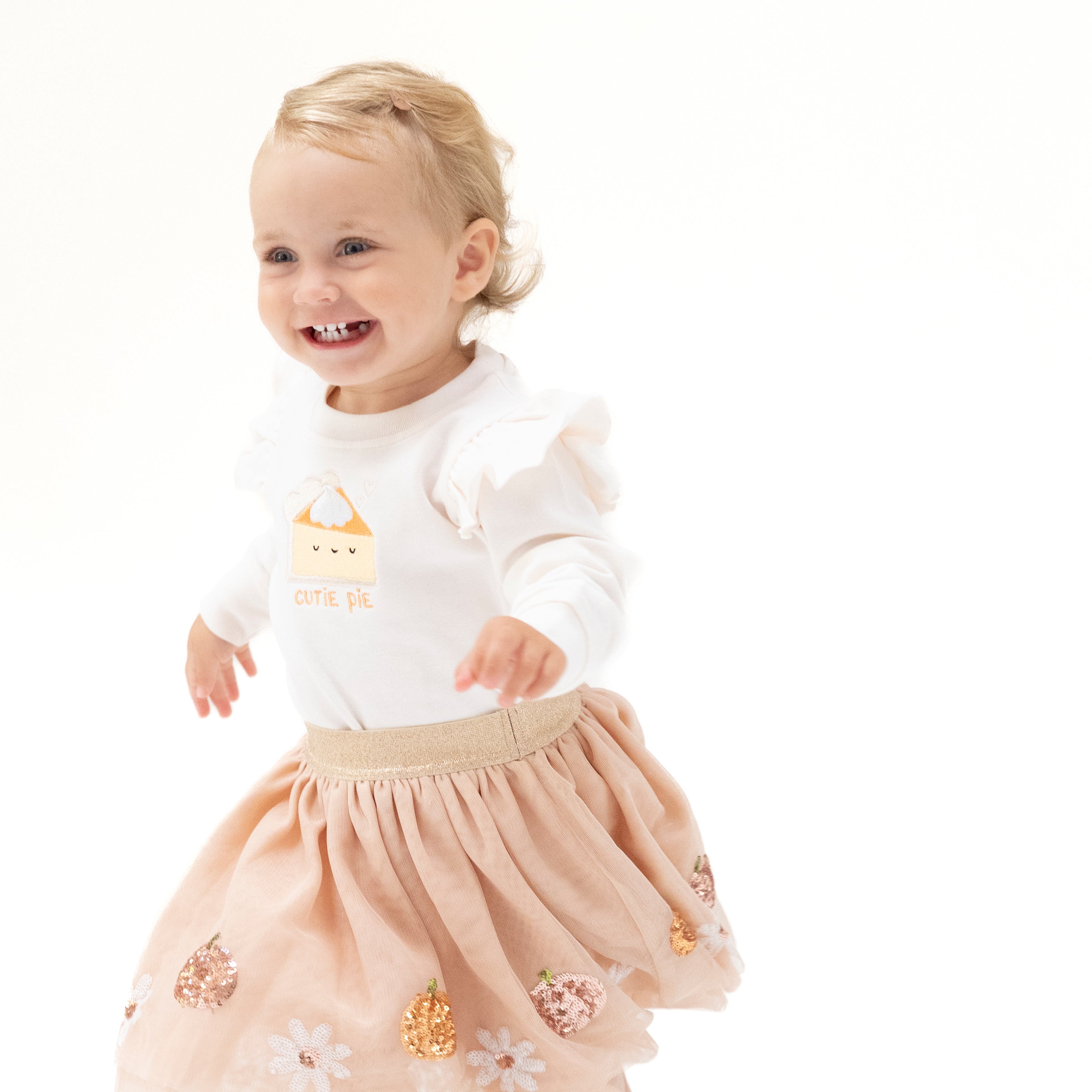 Ruffle Sweatshirt in our  Cutie Pie print from Angel Dear