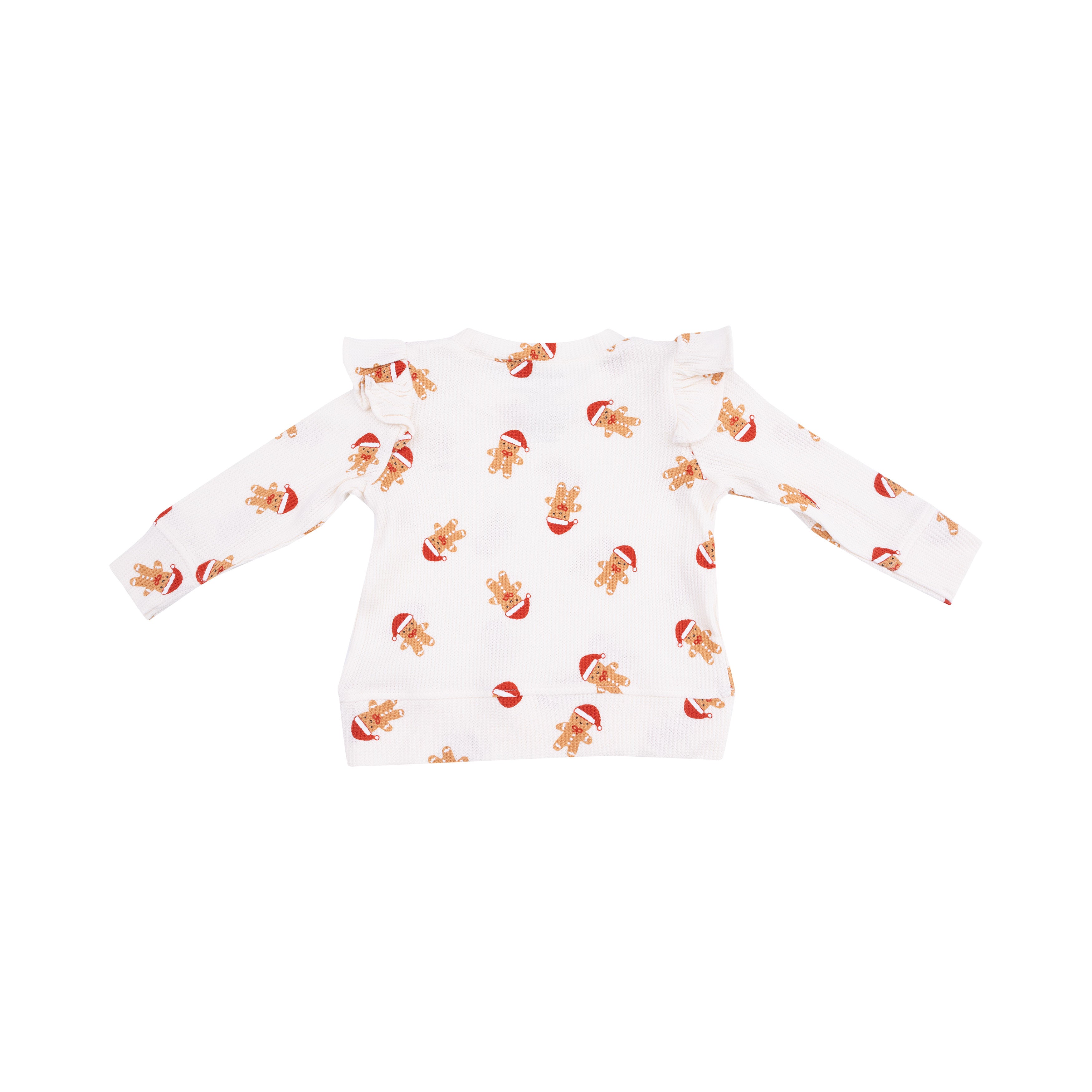 Ruffle Waffle Top in our  Gingerbread print from Angel Dear