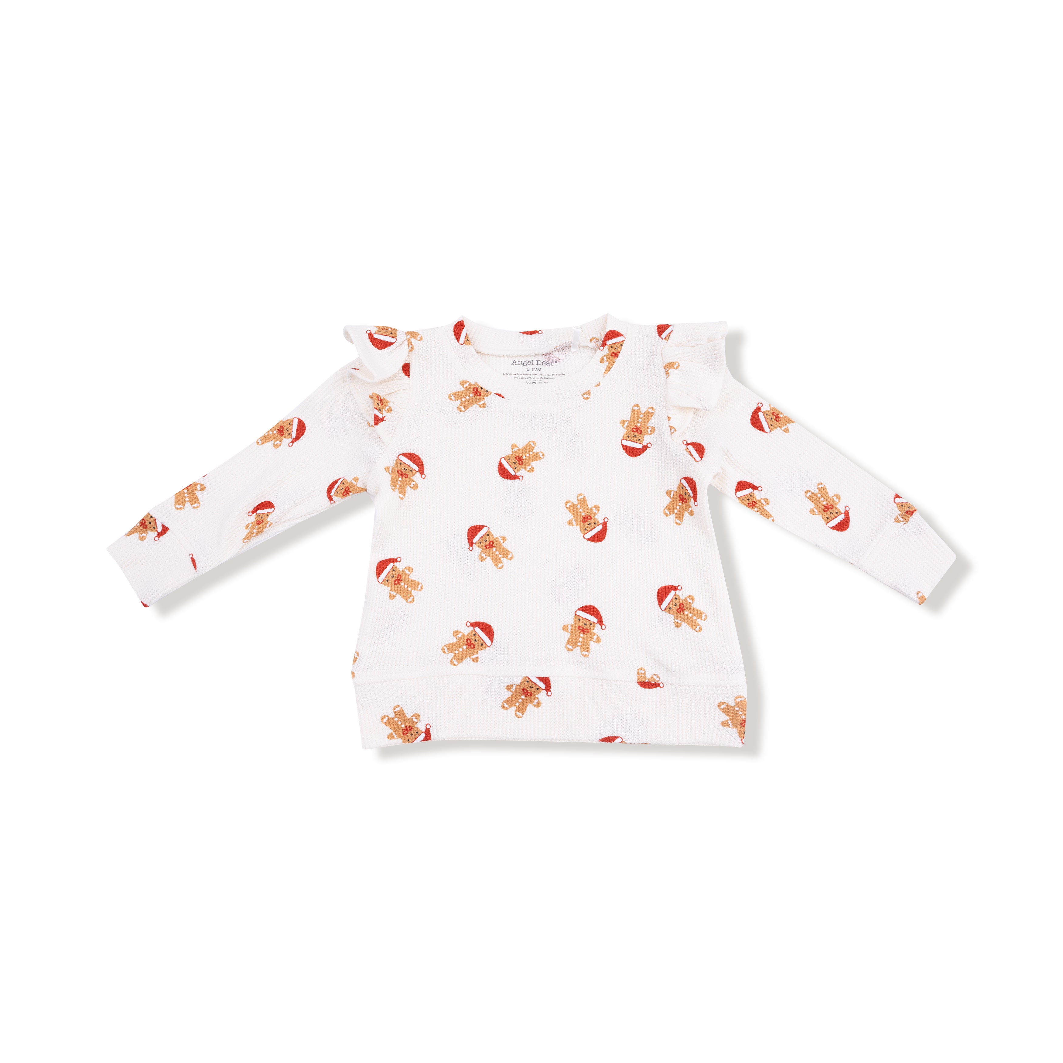 Ruffle Waffle Top in our  Gingerbread print from Angel Dear