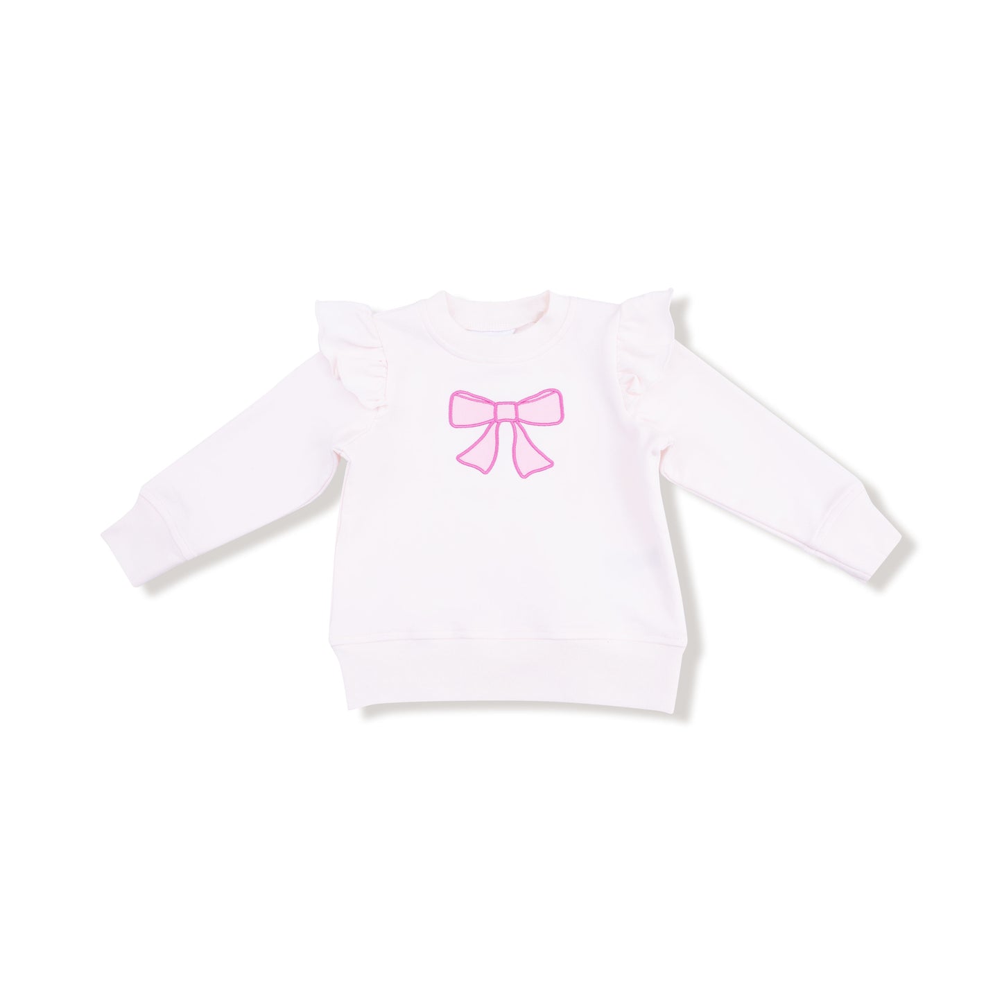 Bow Ruffle Sweatshirt in our Pretty Bows print from Angel Dear