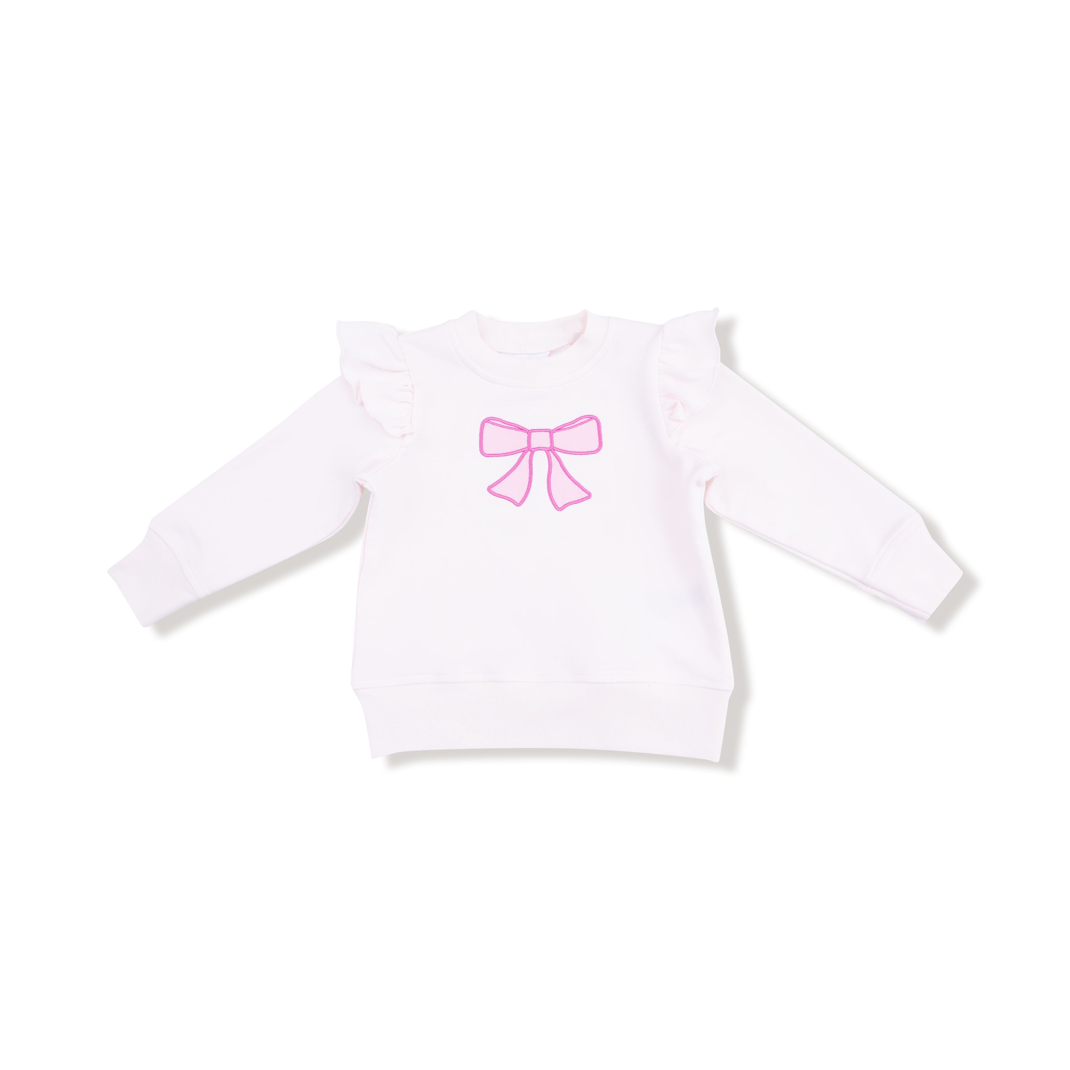 Bow Ruffle Sweatshirt in our Pretty Bows print from Angel Dear