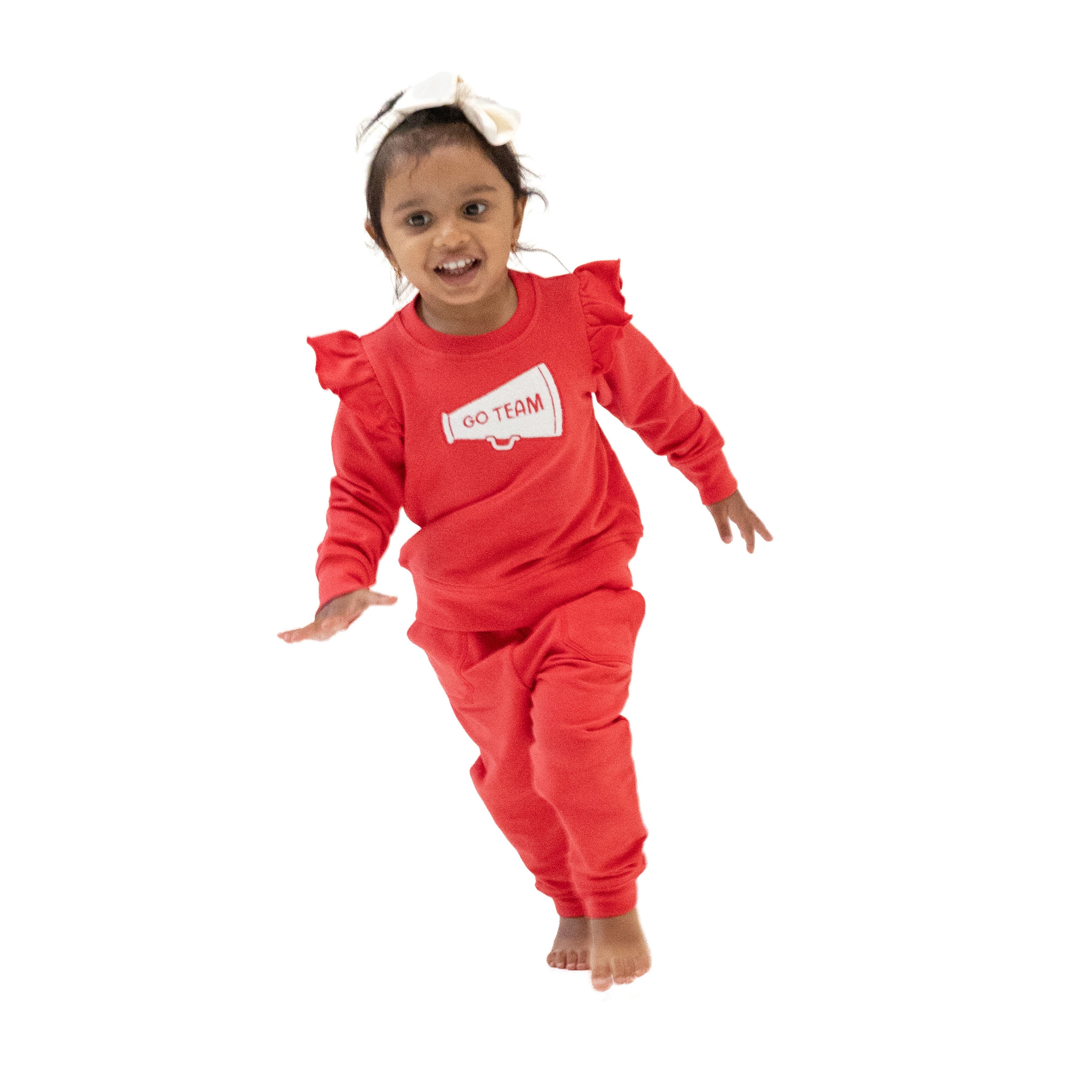 Ruffle Megaphone Sweatshirt in our  Varsity - Red print from Angel Dear