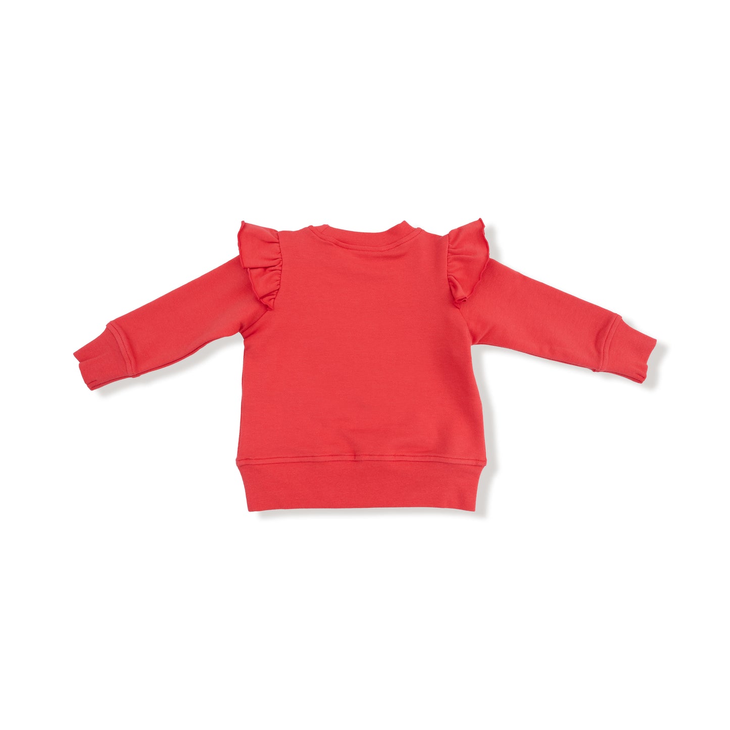 Ruffle Megaphone Sweatshirt in our  Varsity - Red print from Angel Dear