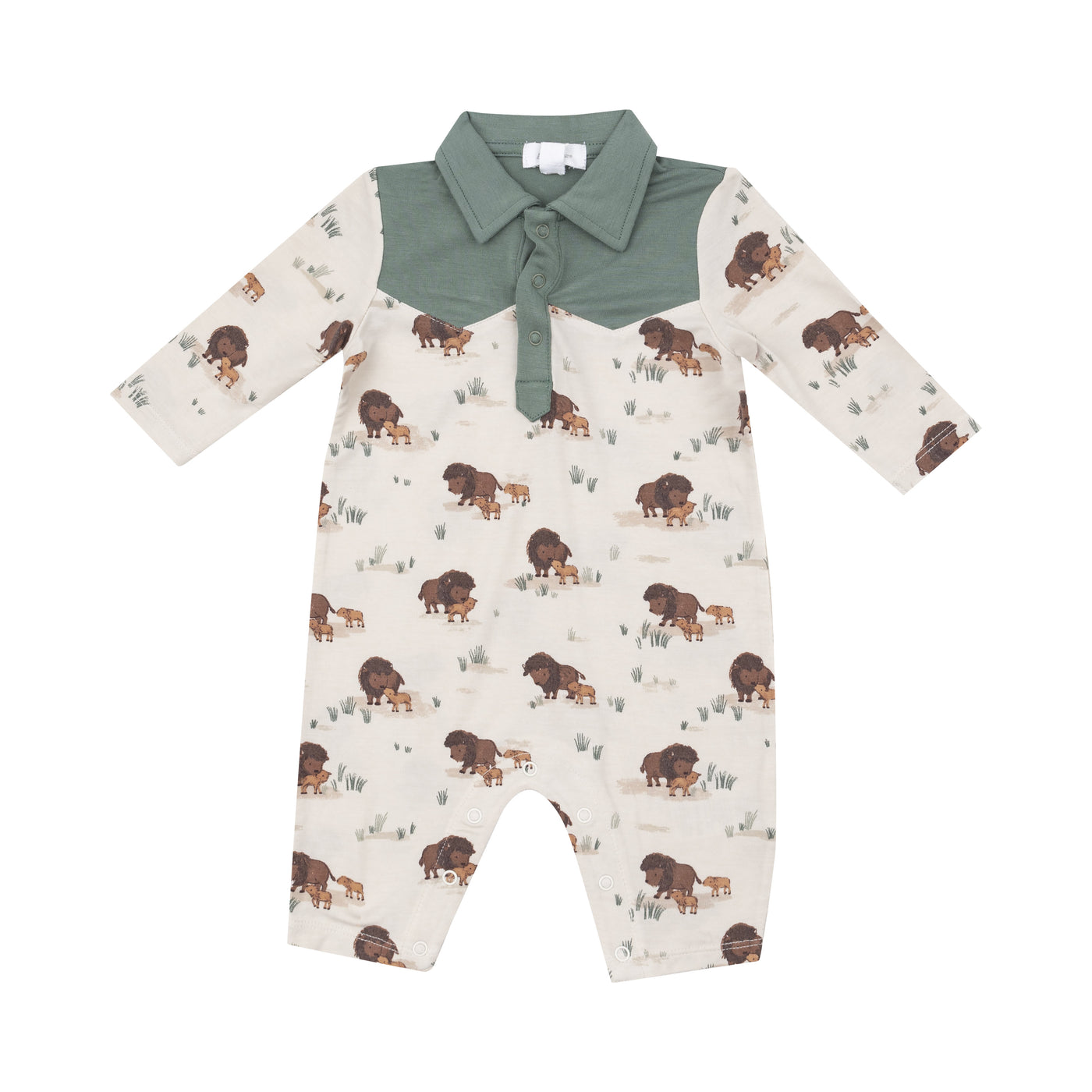 L/S CowBoy Romper - Bison Families-Angel Dear