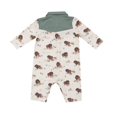 L/S CowBoy Romper - Bison Families-Angel Dear