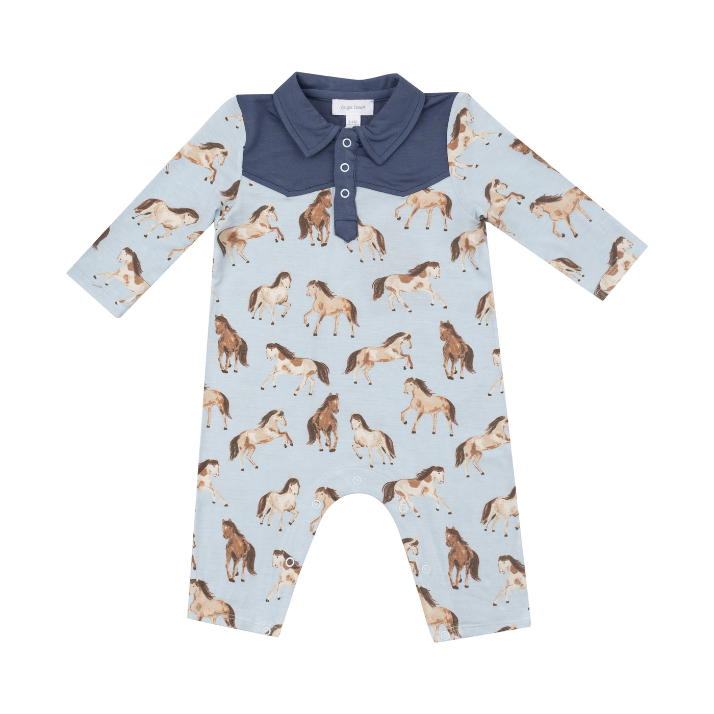 L/S Cowboy Romper - Horses-Angel Dear