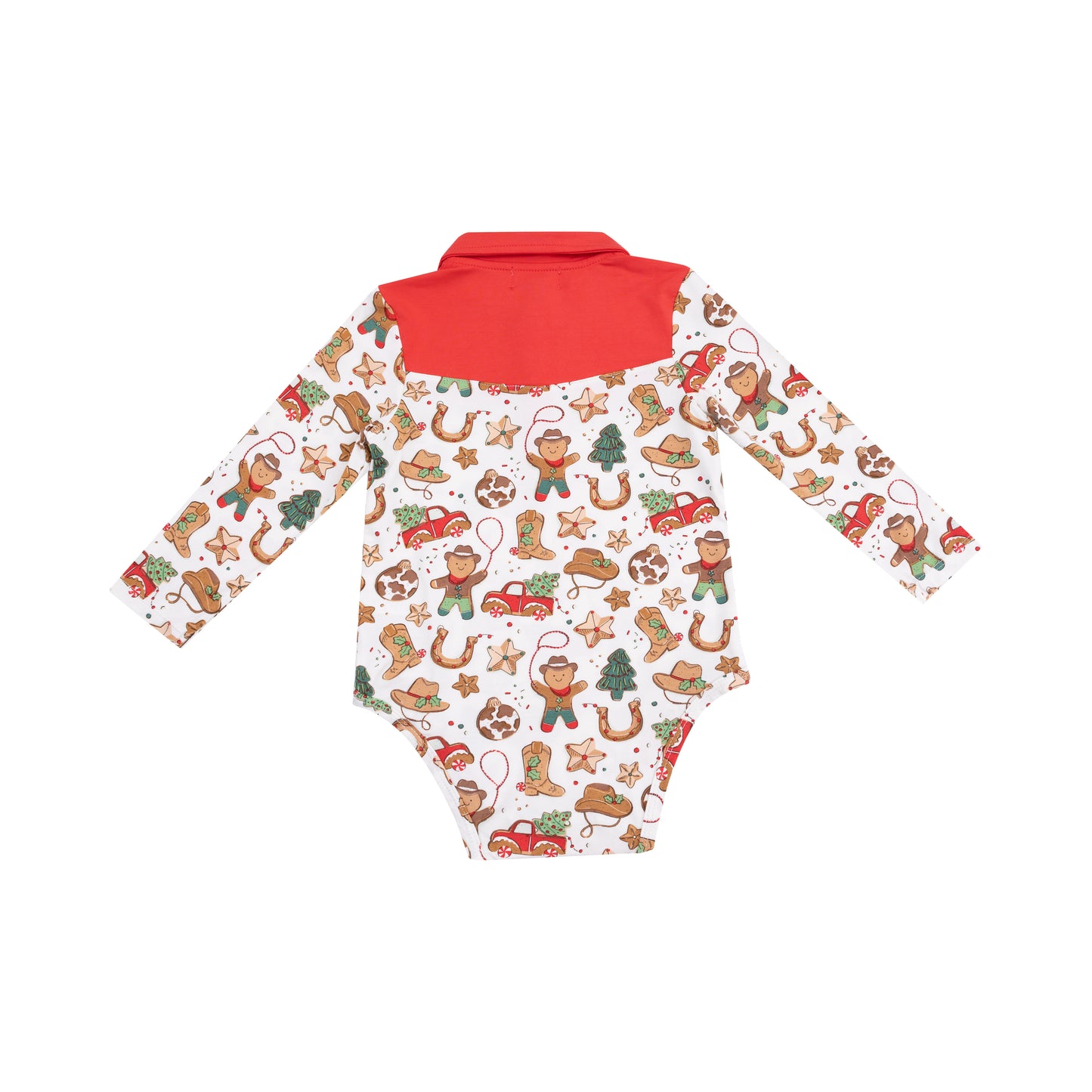 Long Sleeve Cowboy Bodysuit in our  Cowboy Christmas print from Angel Dear
