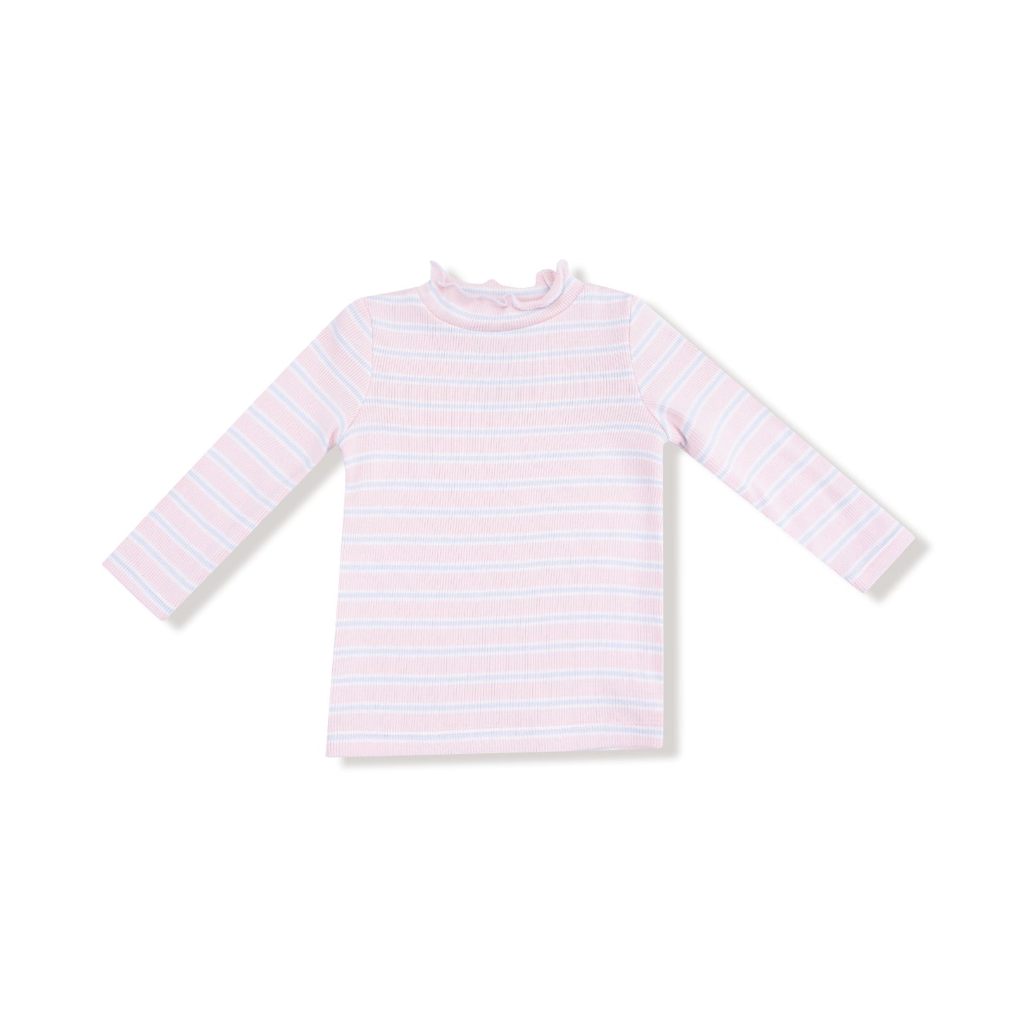 Long Sleeve Mock Turtleneck in our Multi Stripe - Pink print from Angel Dear