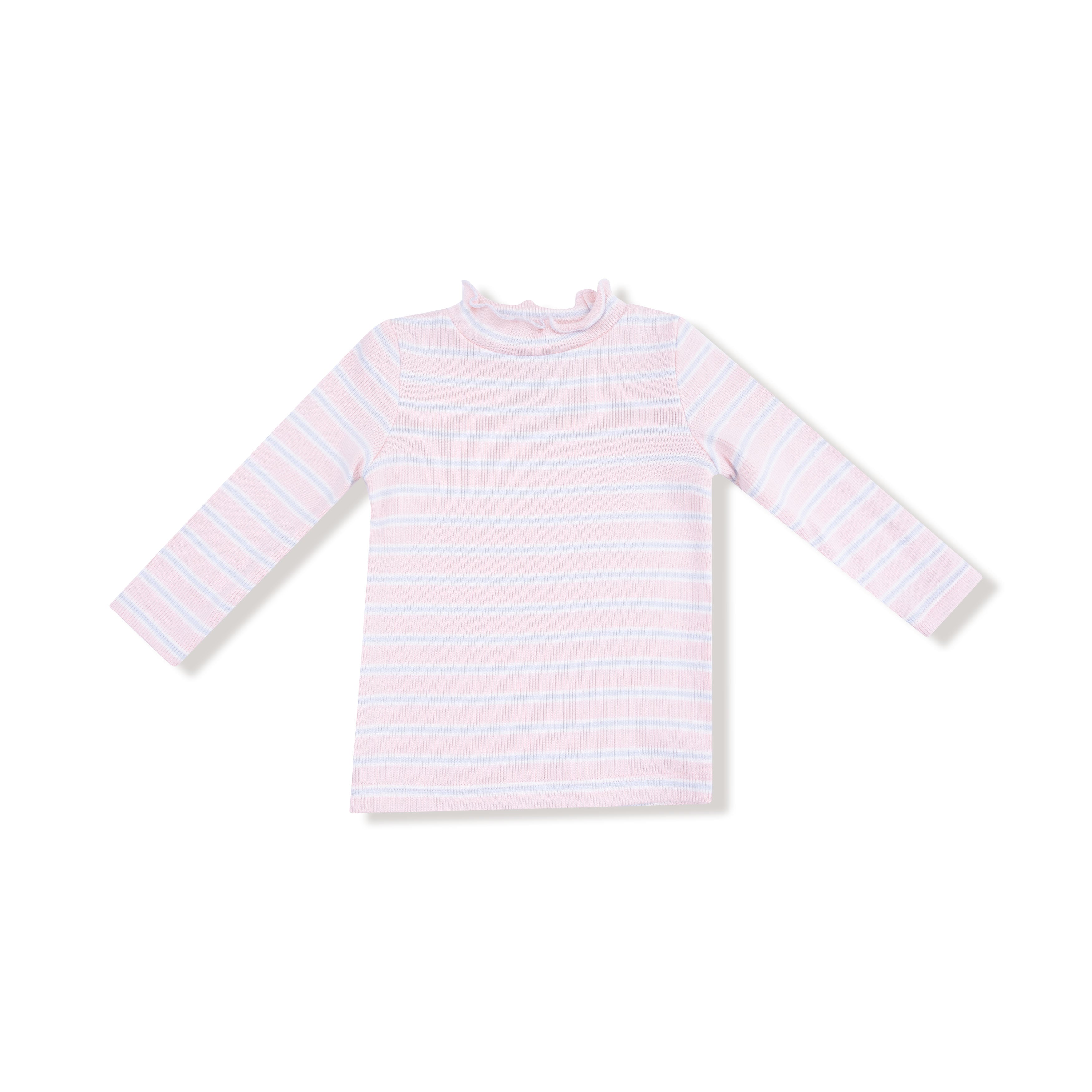 Long Sleeve Mock Turtleneck in our Multi Stripe - Pink print from Angel Dear