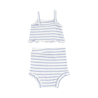 Tank Top & High Waisted Short - French Stripe Dusty Blue