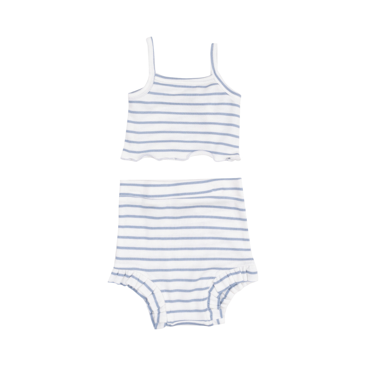 Tank Top & High Waisted Short - French Stripe Dusty Blue