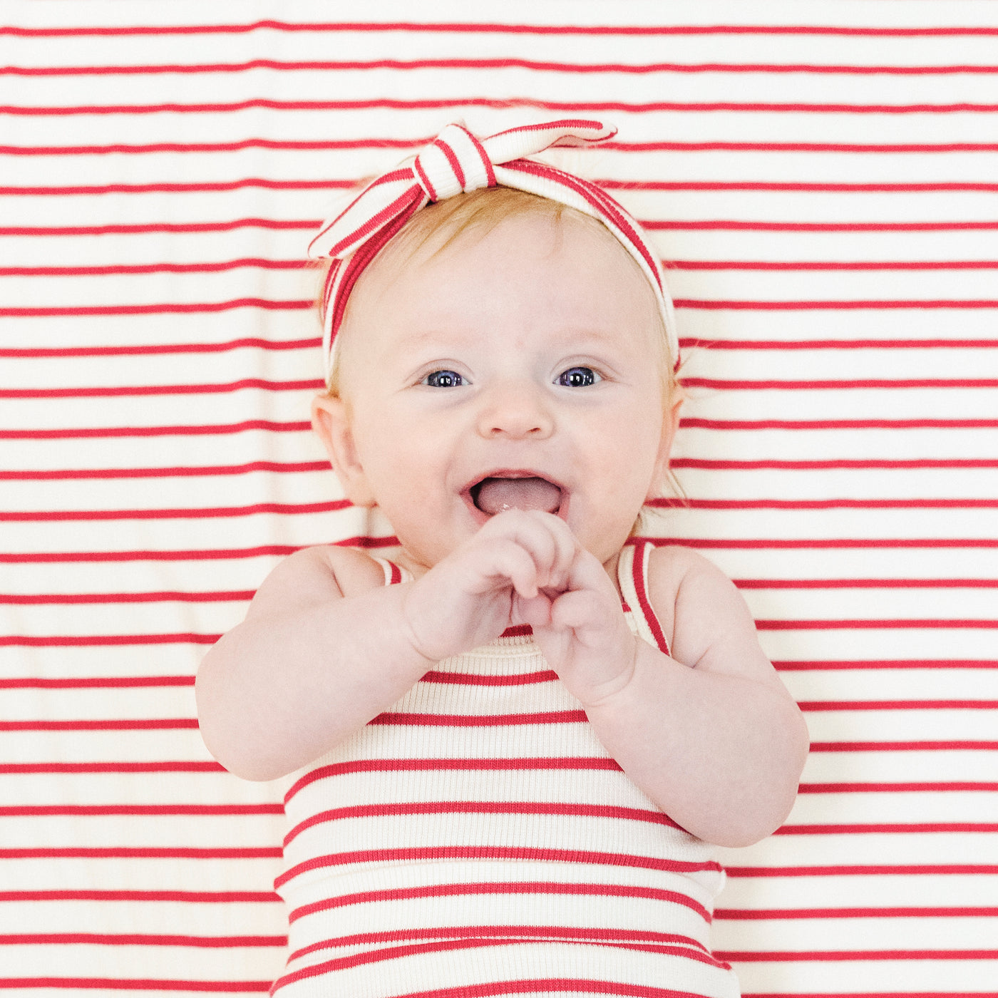 Knot Headband - Stripe Vintage Red