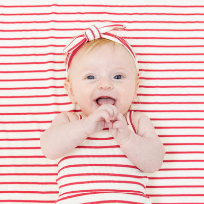 Knot Headband - Stripe Vintage Red