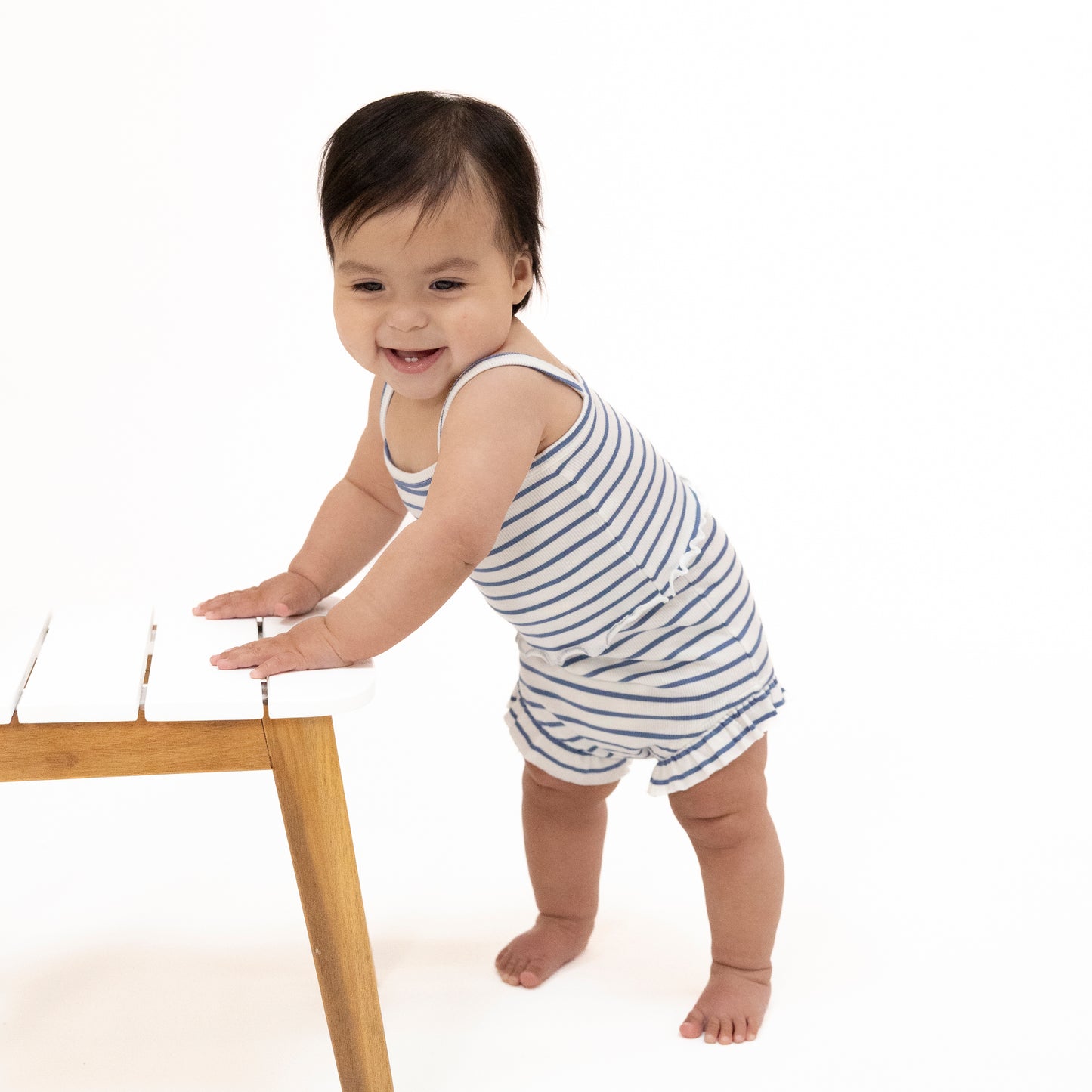 Navy Stripe - Tank Top & High Waisted Short-Angel Dear