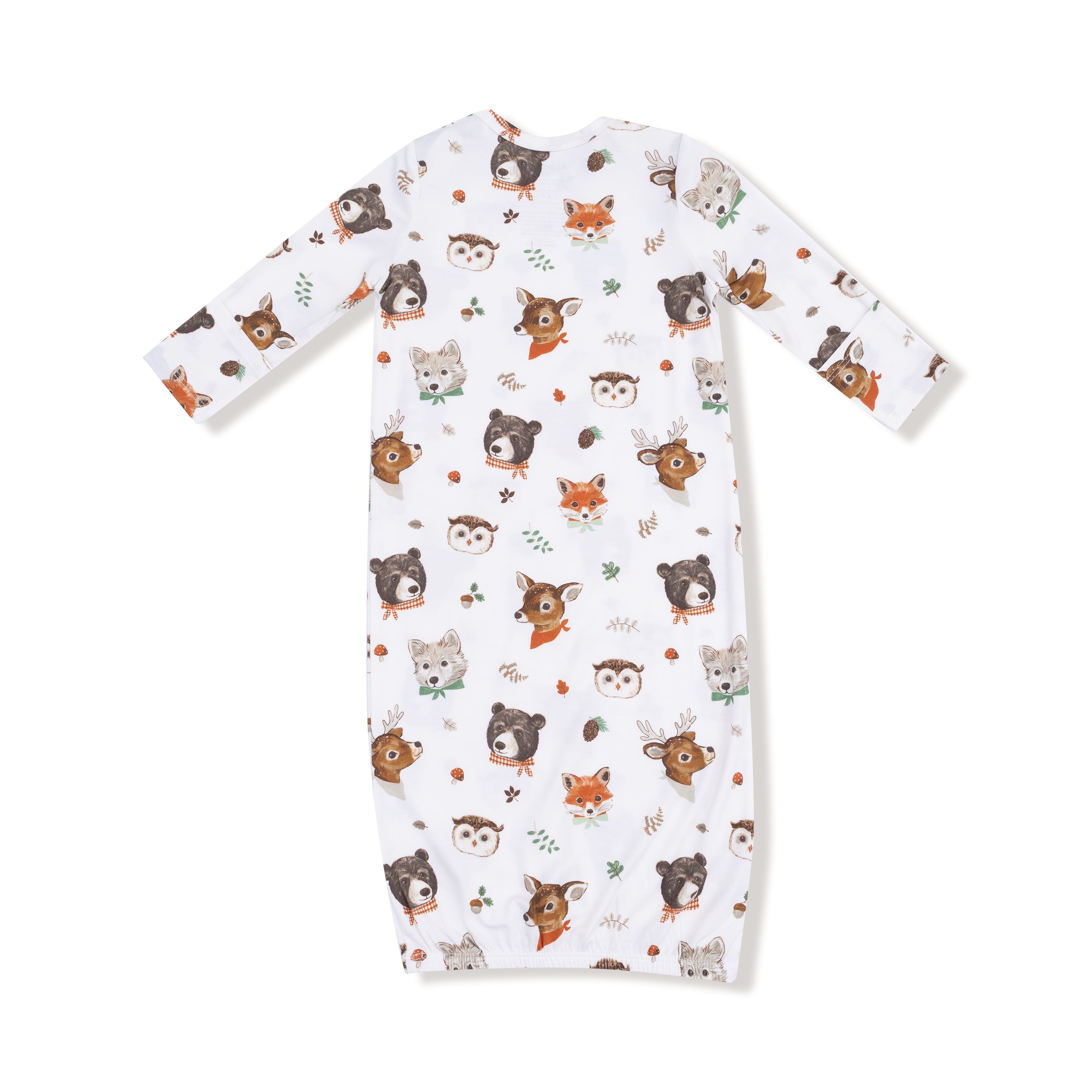 Lap Shoulder Gown in our  Woodland Animal Faces print from Angel Dear