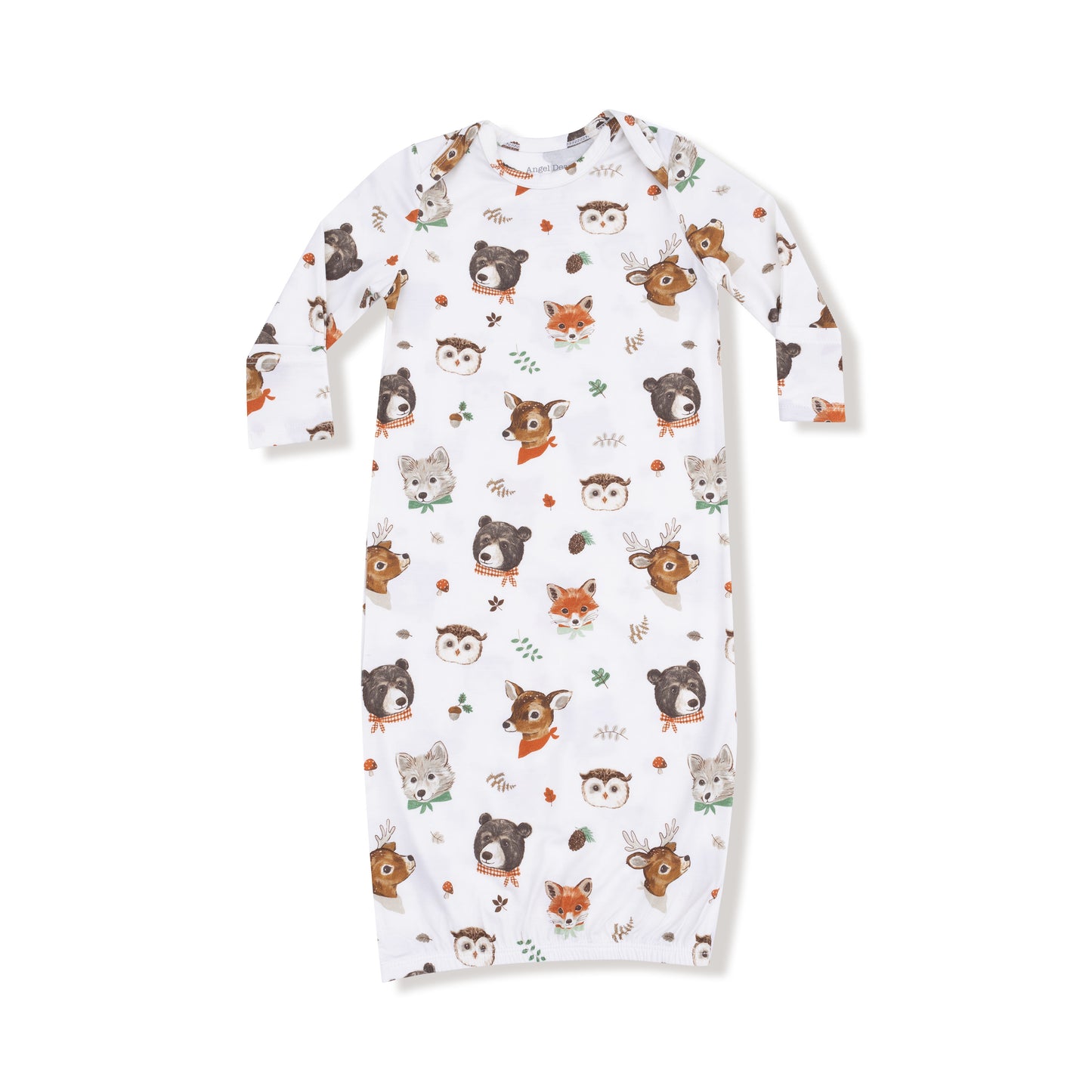 Lap Shoulder Gown in our  Woodland Animal Faces print from Angel Dear