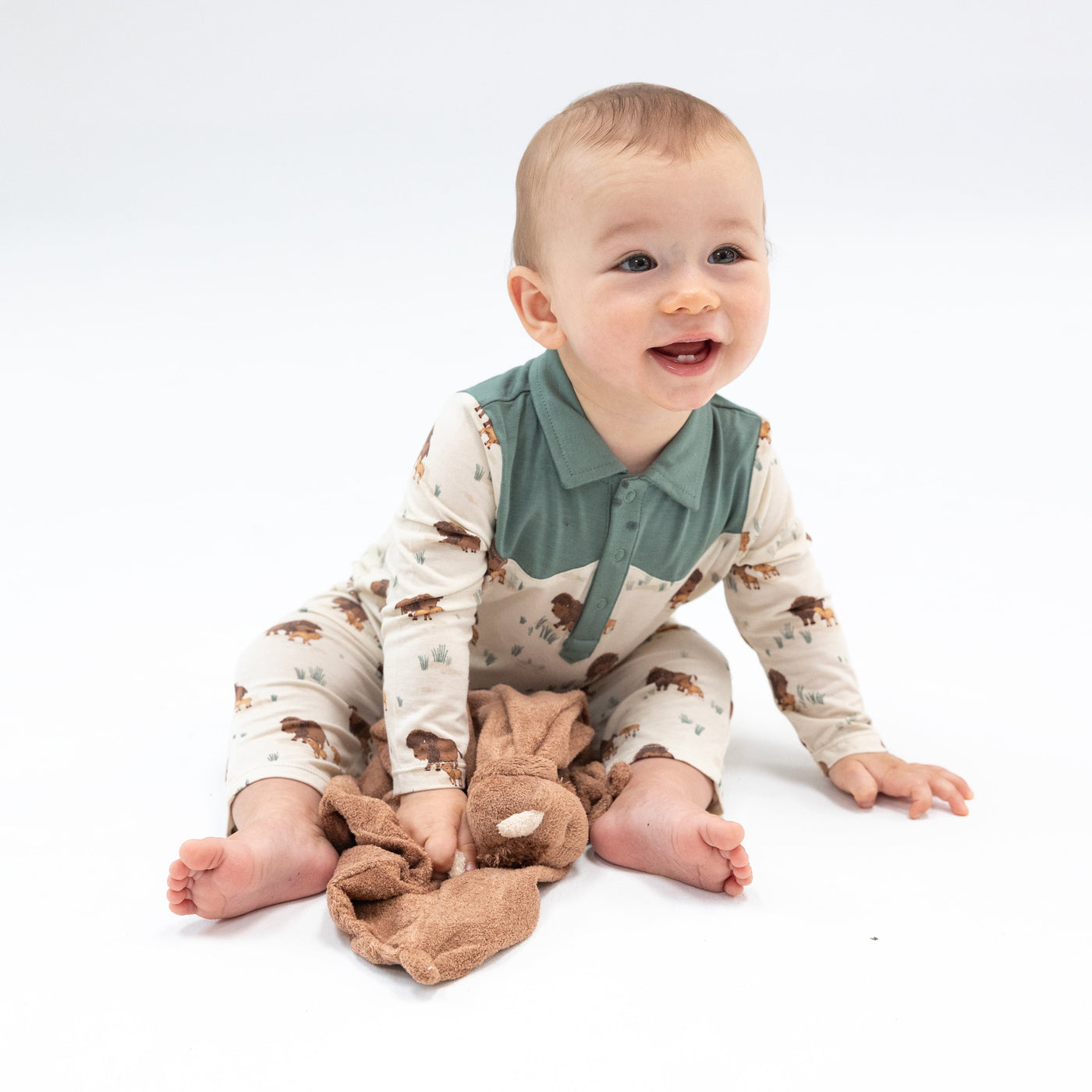 L/S CowBoy Romper - Bison Families-Angel Dear