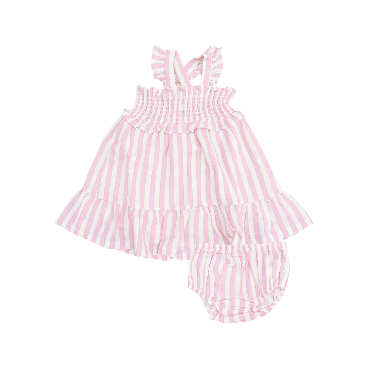 Smocked Ruffle Sundress & Diaper Cover - Candy Stripe