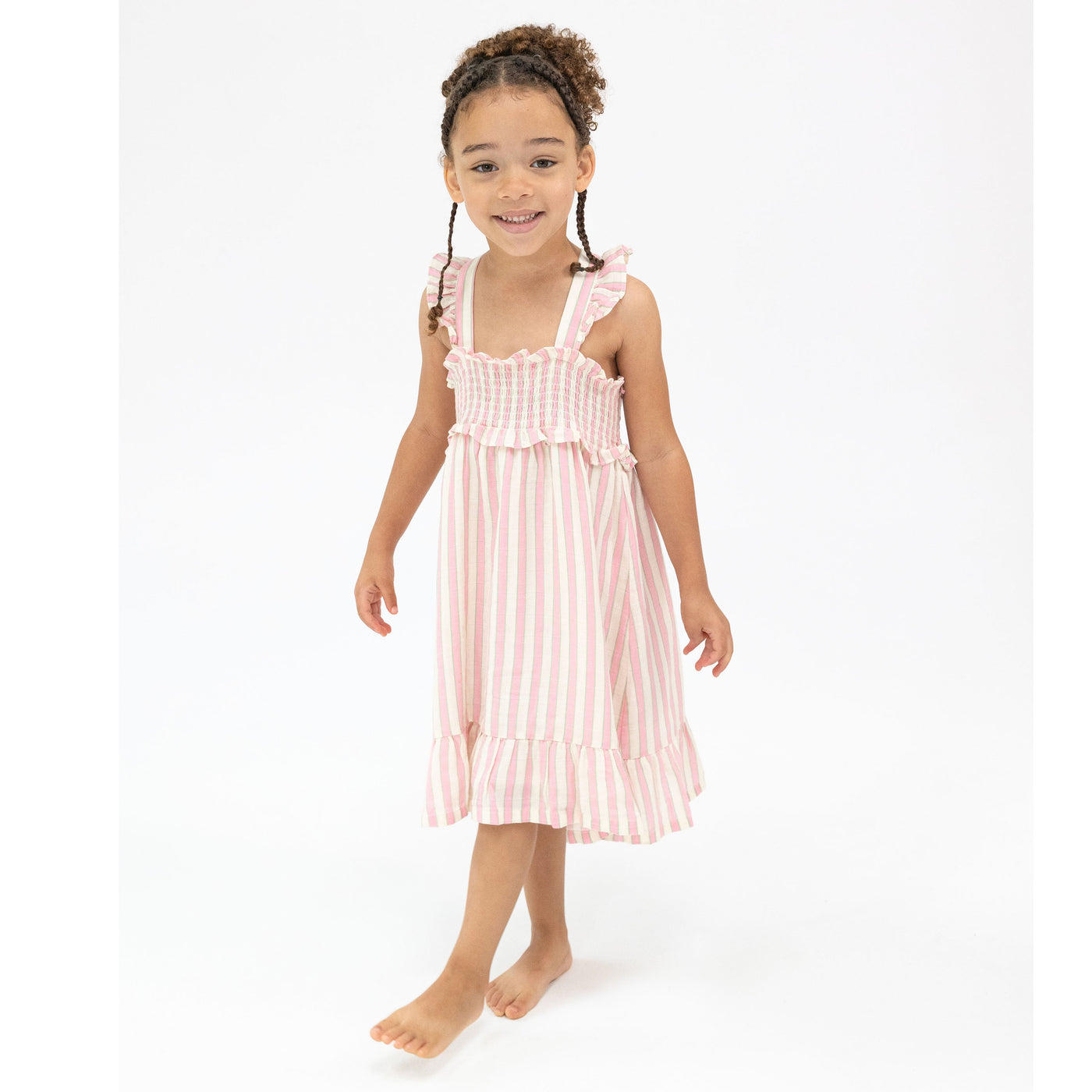 Smocked Ruffle Sundress & Diaper Cover - Candy Stripe