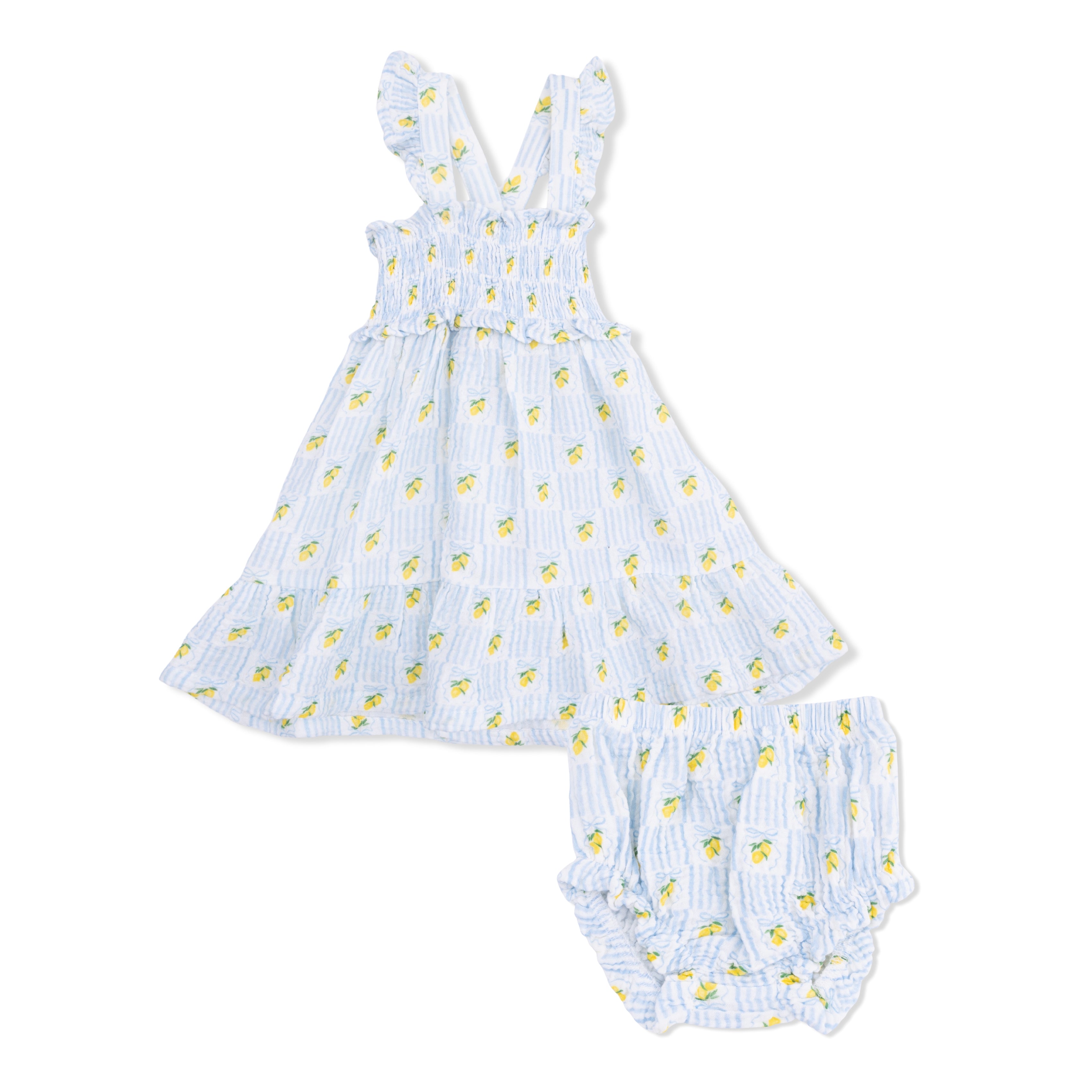 Lovely Lemons - Smocked Ruffle Sundress with Bloomer-Angel Dear