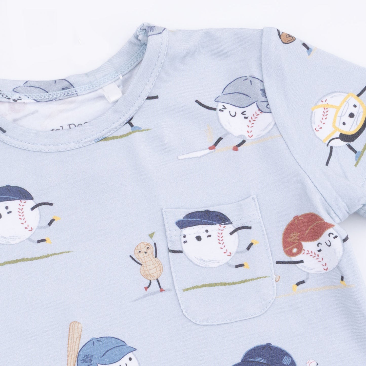 Baseballs Playing Baseball - Crew Neck Tee with Casual Short