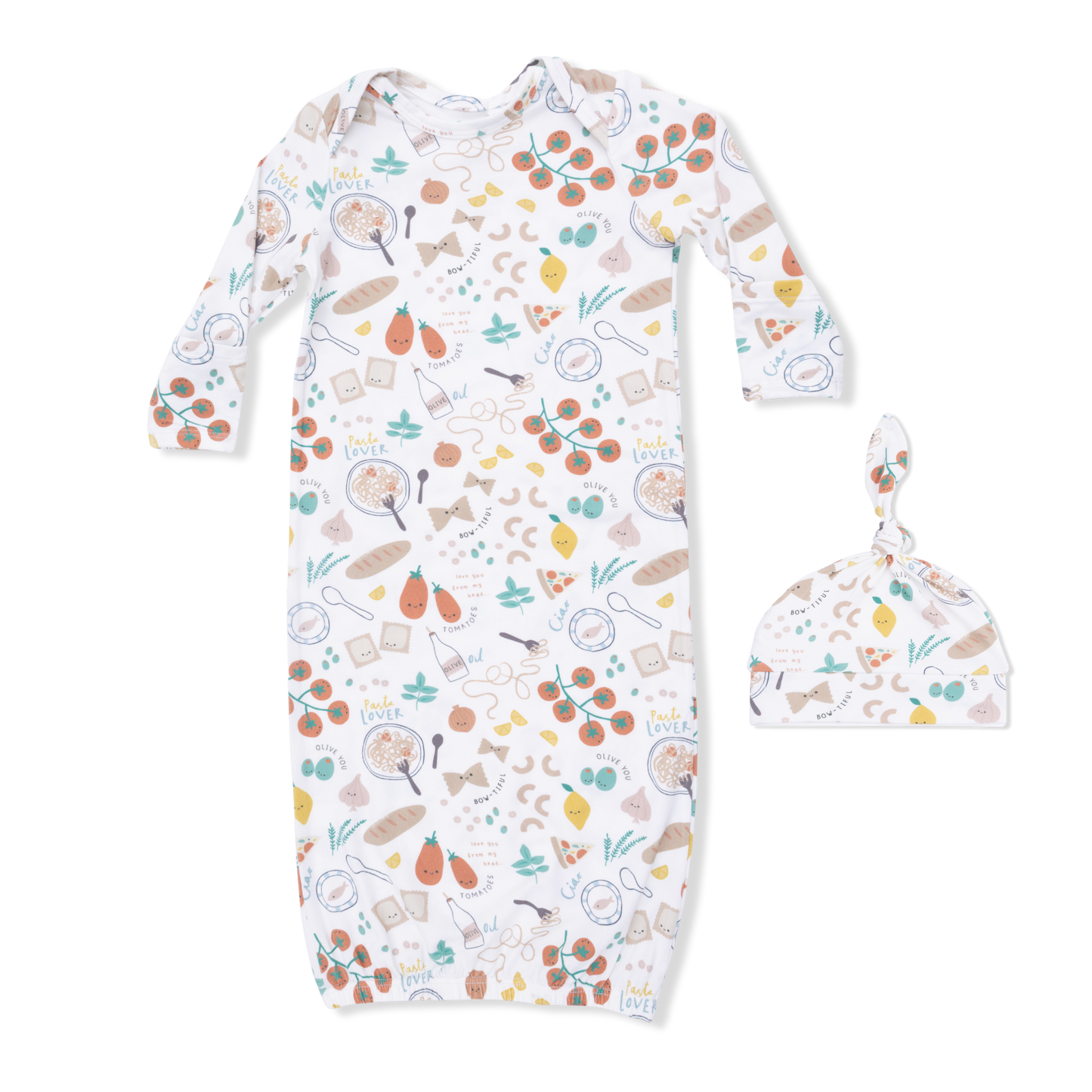 Pasta Lovers - Lap Shoulder Gown & Knotted Hat-Angel Dear