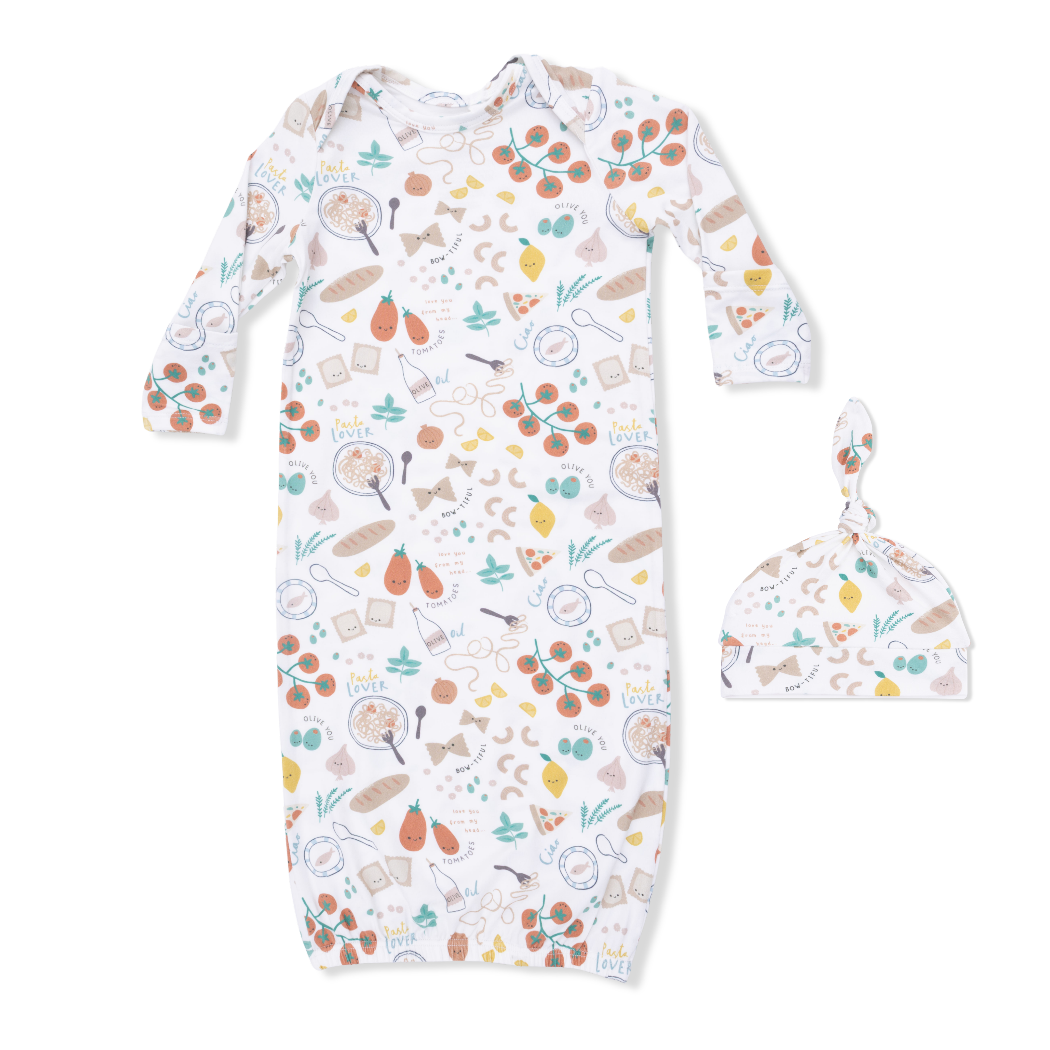 Pasta Lovers - Lap Shoulder Gown & Knotted Hat-Angel Dear