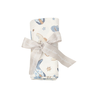 Swaddle Blanket - CowBoy Boots Blue