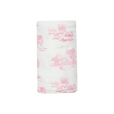 Swaddle Blanket - Farm Toile Pink