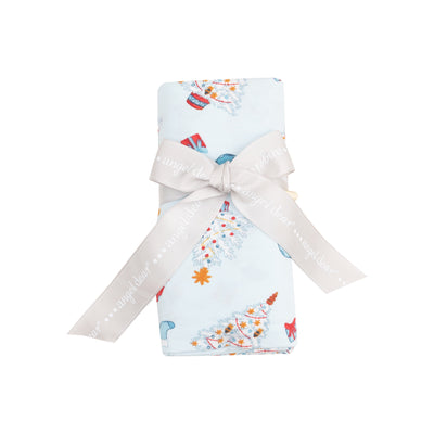 Swaddle Blanket - Vintage Christmas Trees Blue-Angel Dear