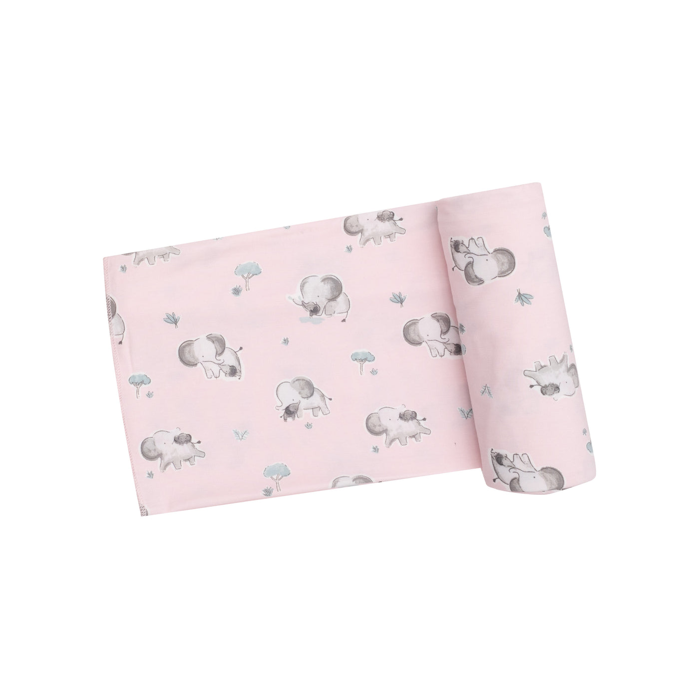 Swaddle Blanket - Gray Elephants - Pink-Angel Dear