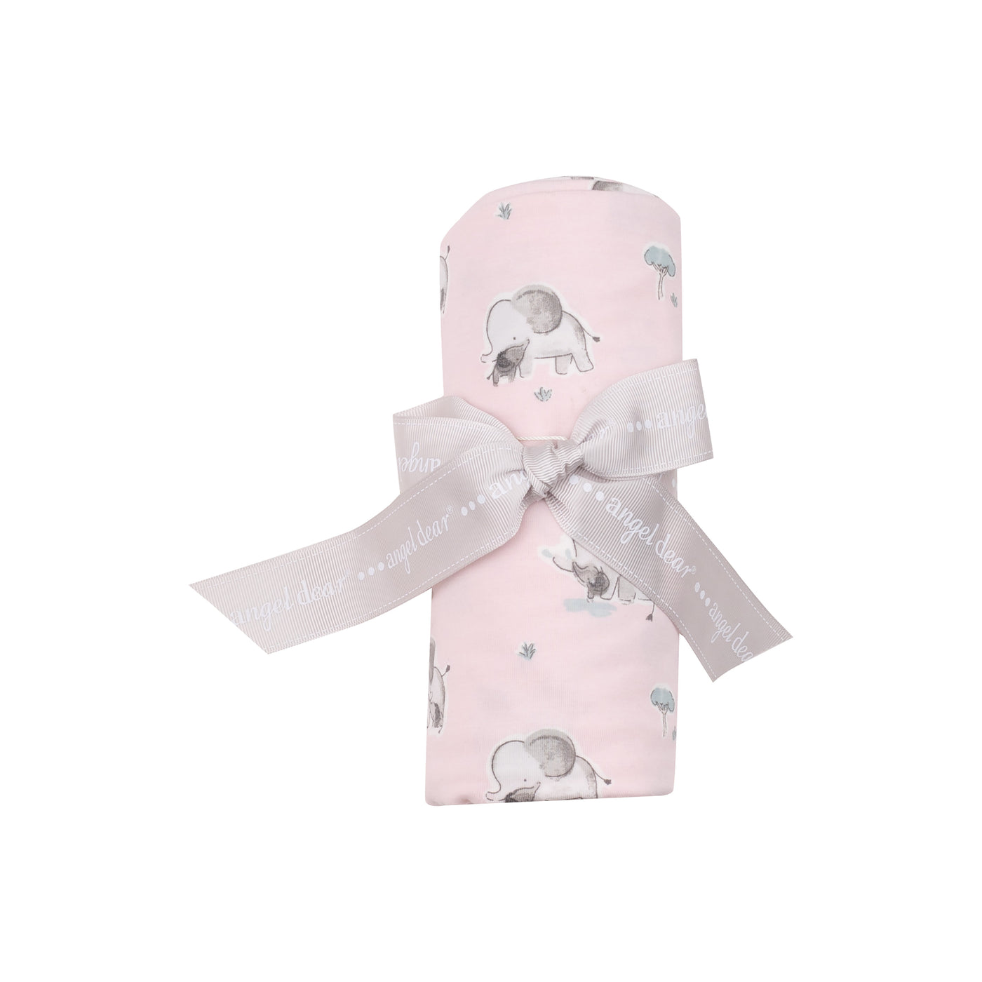 Swaddle Blanket - Gray Elephants - Pink-Angel Dear