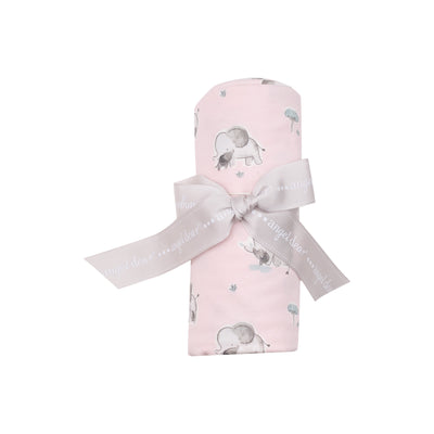 Swaddle Blanket - Gray Elephants - Pink