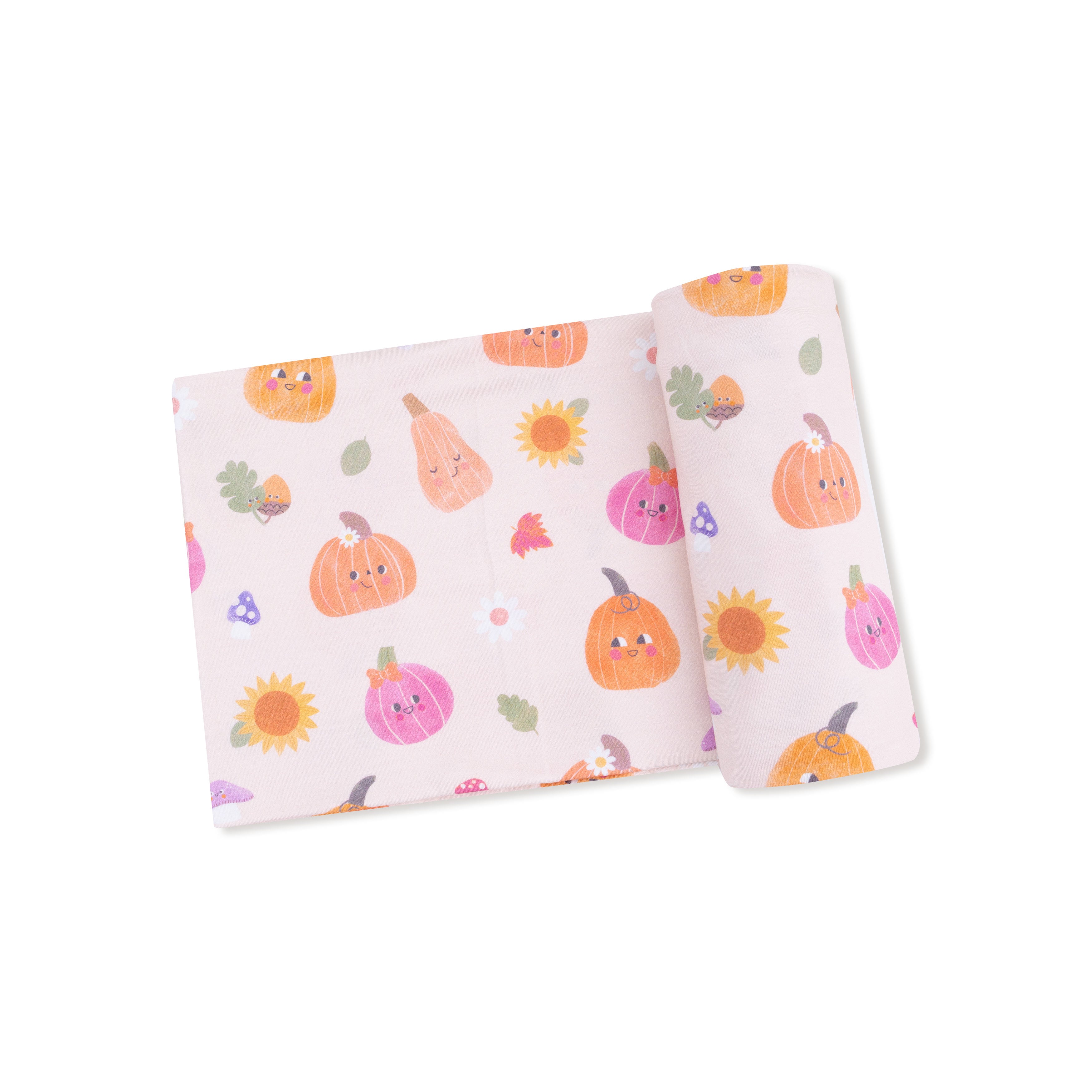 Swaddle Blanket in our  Autumn Pumpkins - Pink print from Angel Dear