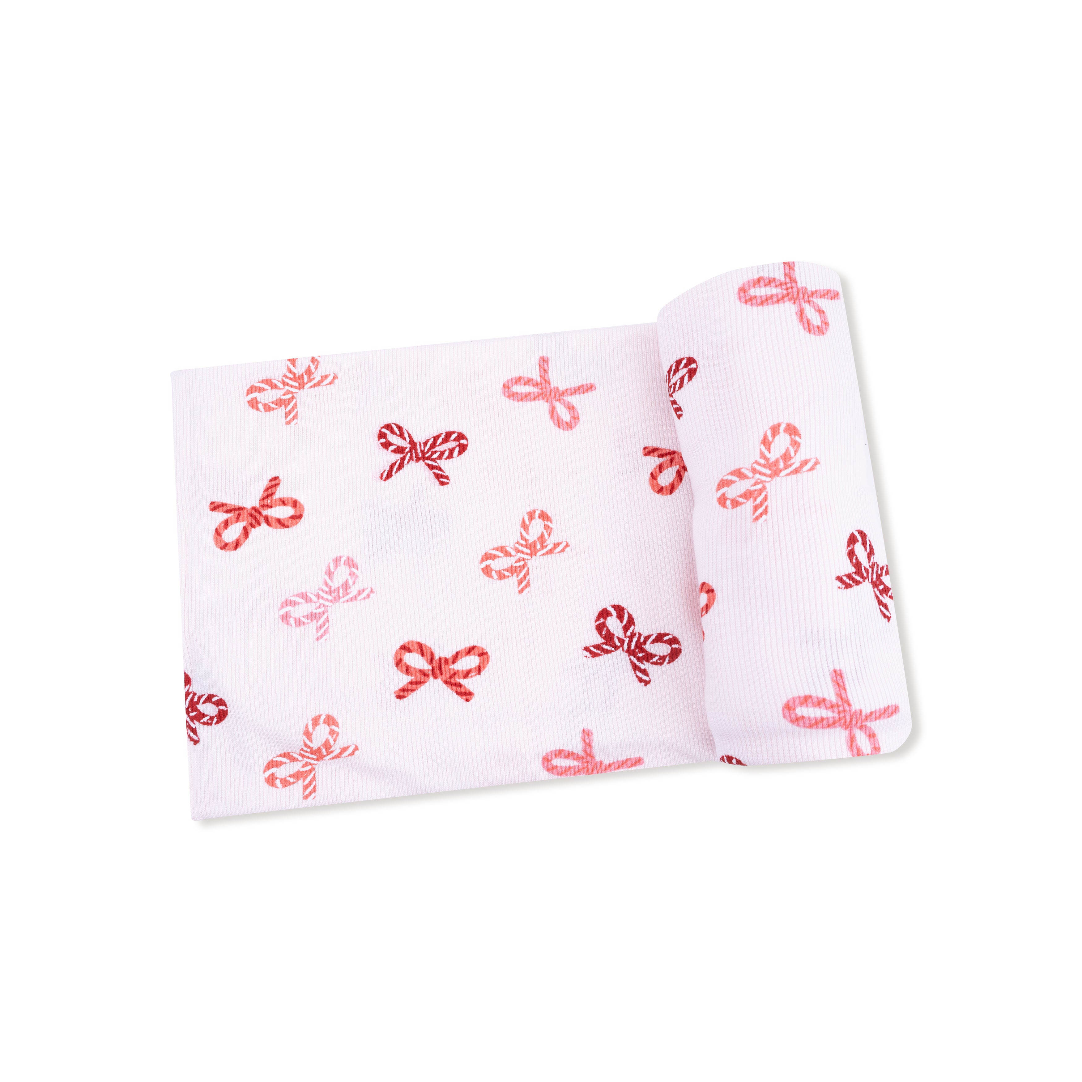 Swaddle Blanket in our  Candy Cane Bows print from Angel Dear