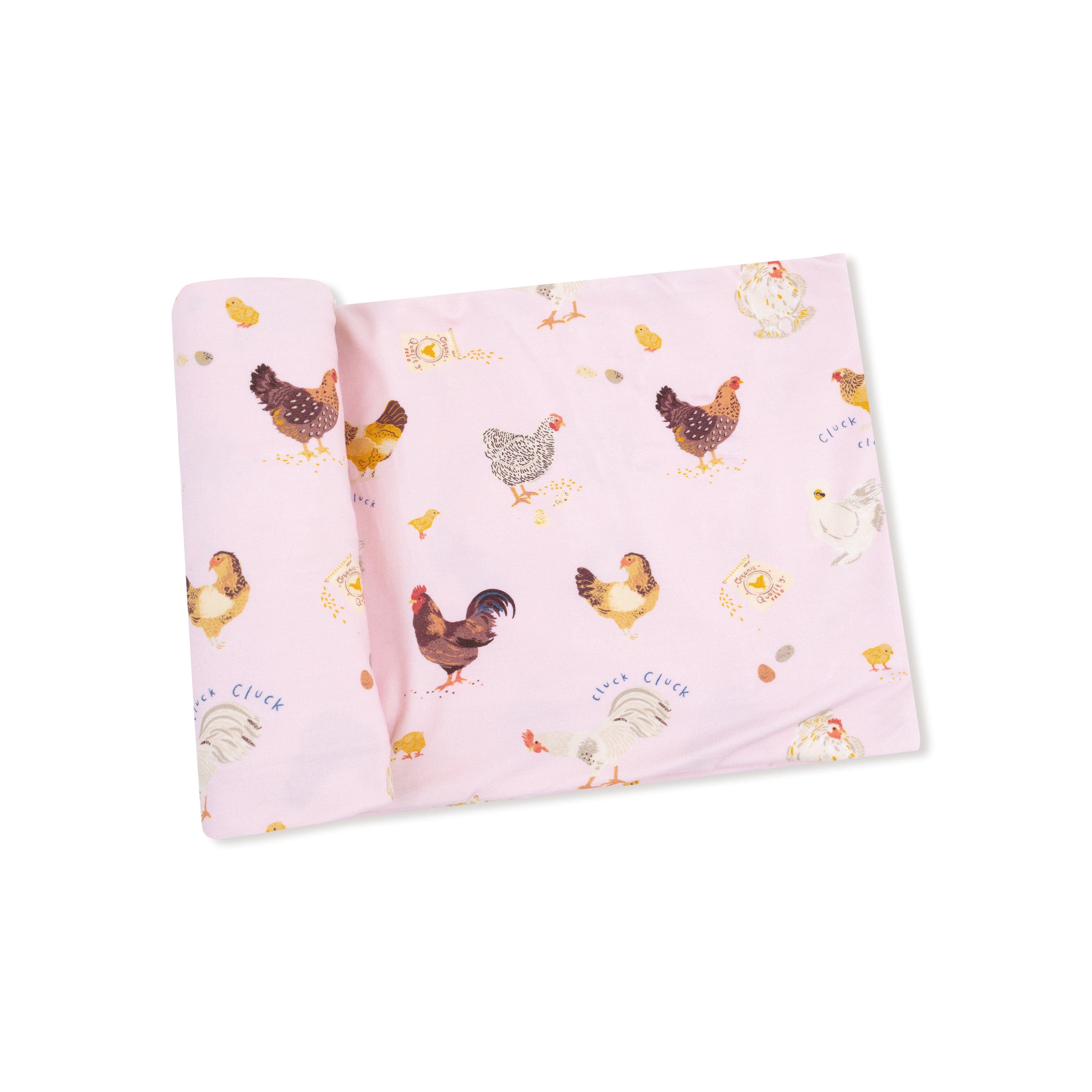 Swaddle Blanket in our  Collector Chickens - Pink print from Angel Dear